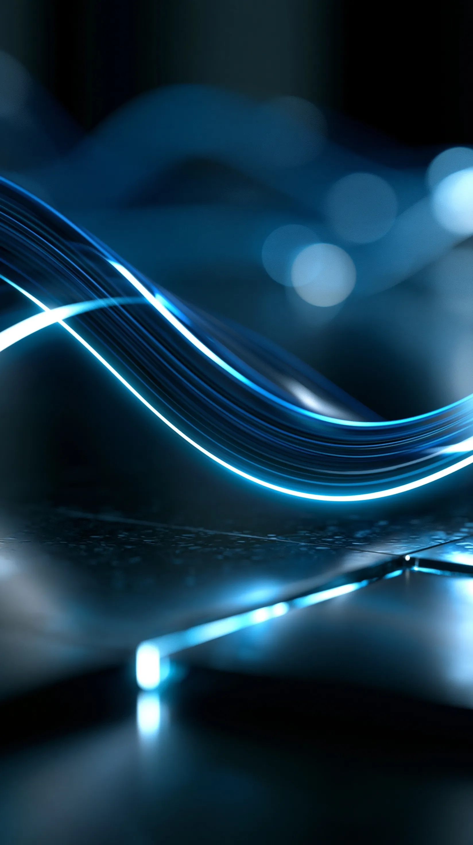 Abstract glowing curves on a dark platform for a sleek, futuristic minimalist iPhone wallpaper background.