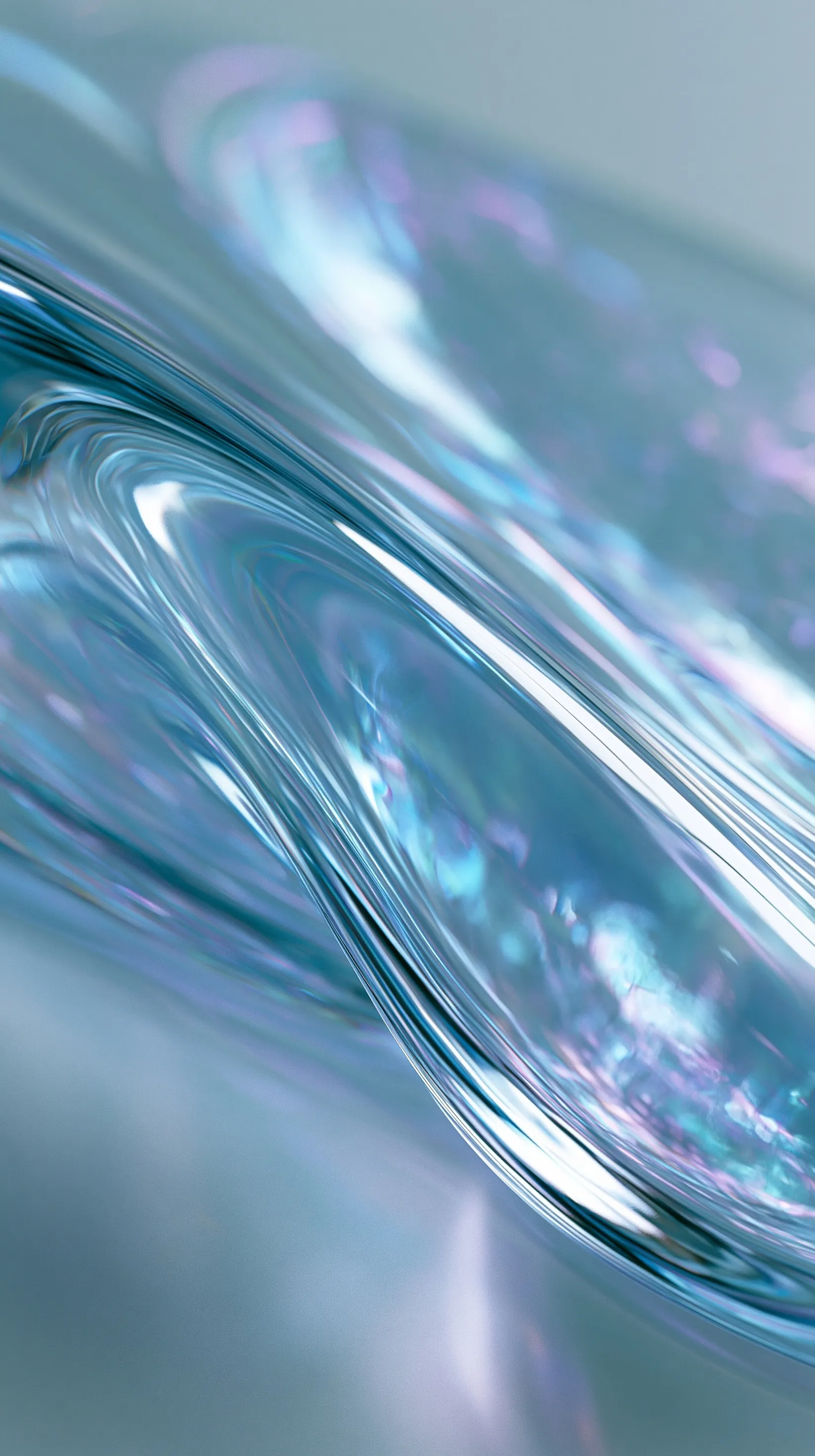 Abstract 3D ice blue liquid dew wallpaper with pearl shimmer and cinematic light reflections for iPhone background.