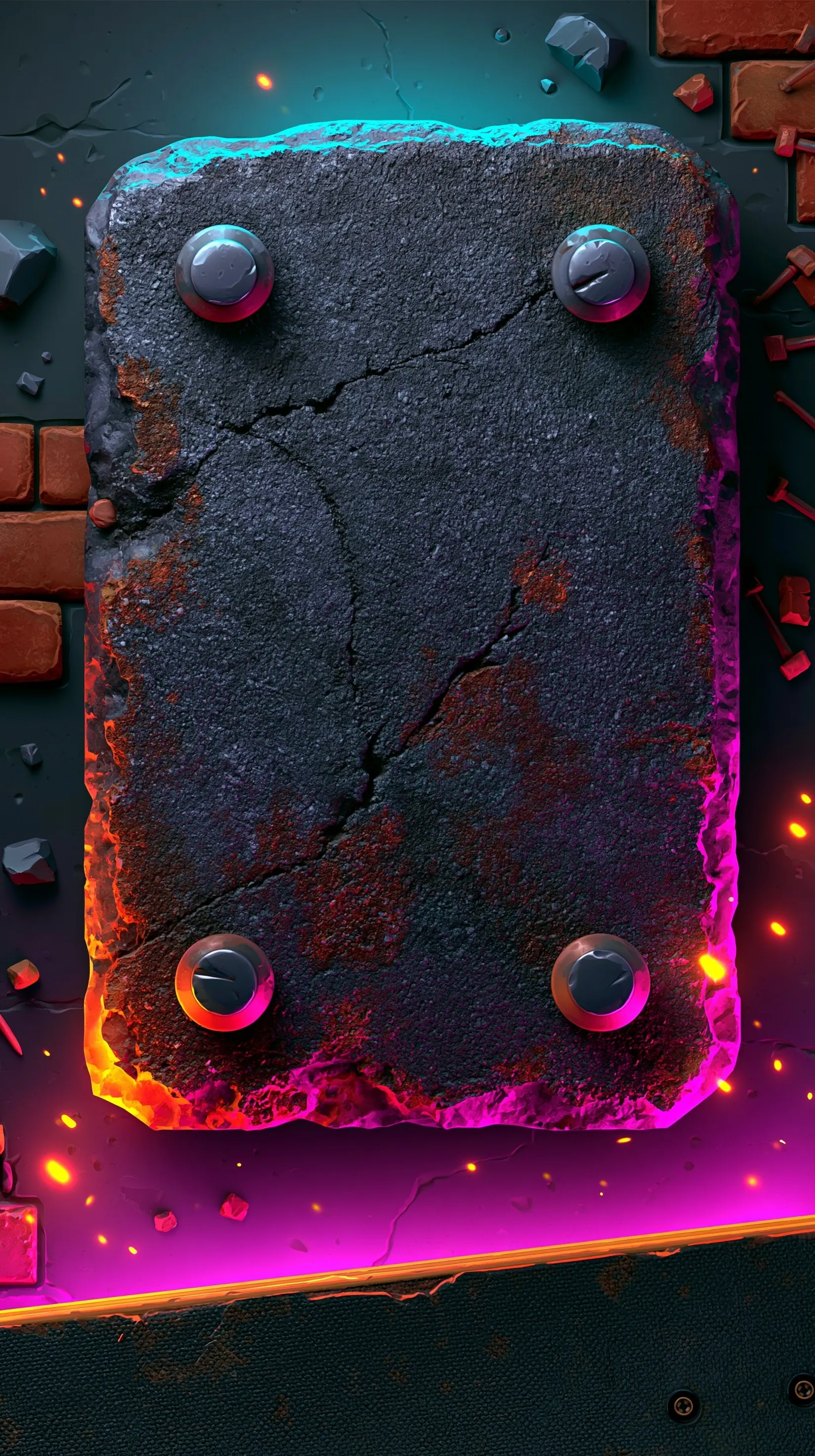 Subtle dark concrete smartphone wallpaper with skateboard grip-tape texture and empty space for icons.