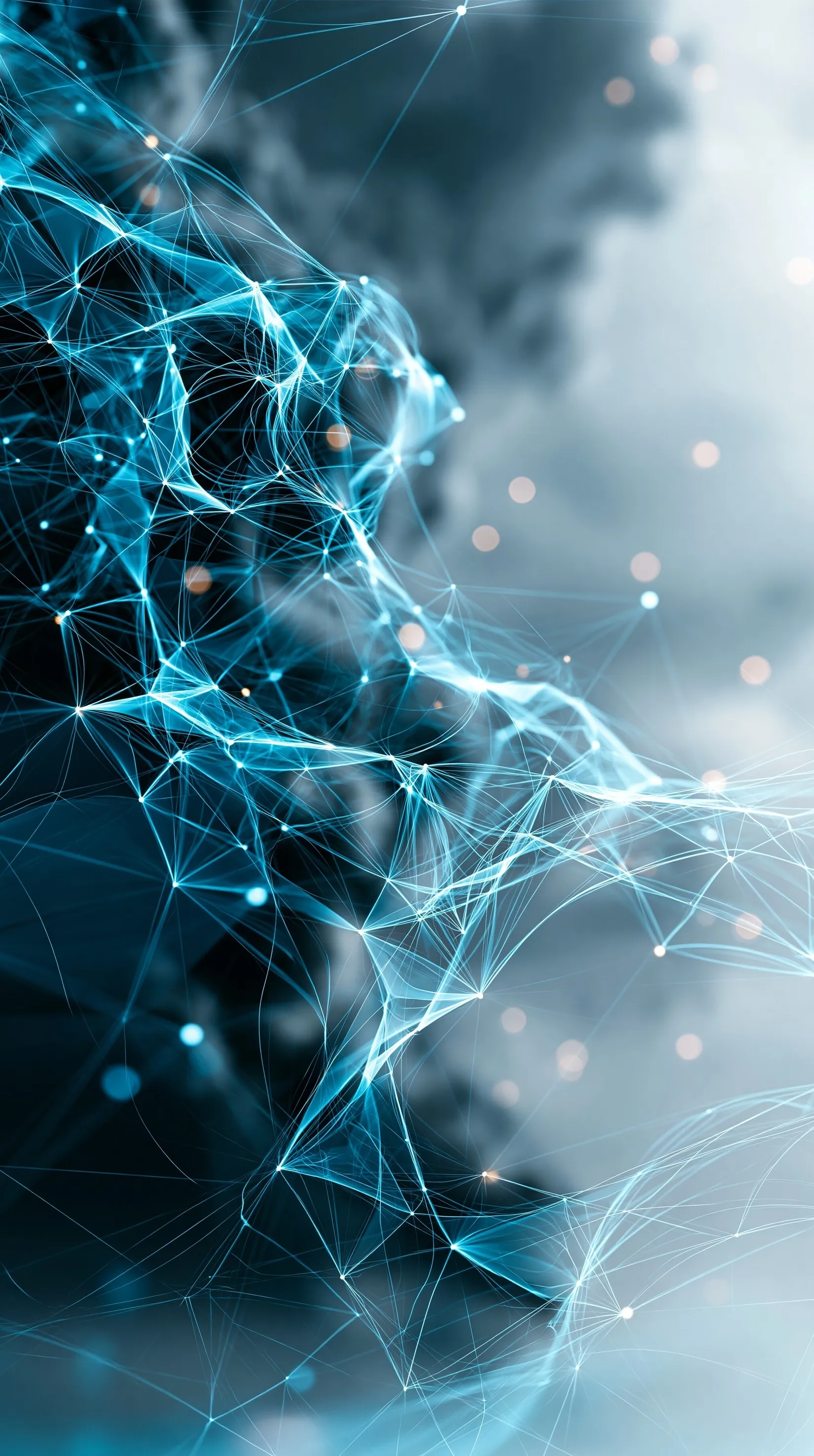 Ultra-realistic 3D wallpaper for iPhone featuring blue internet connection nodes on a clean white background.