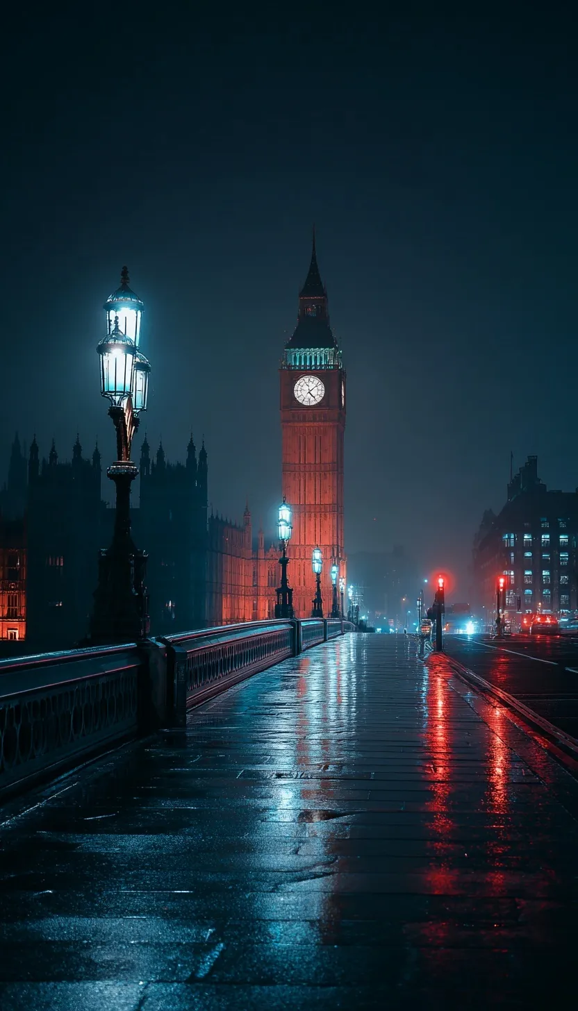 London city skyline at night with glowing street lights and iconic urban architecture in a mobile wallpaper format.