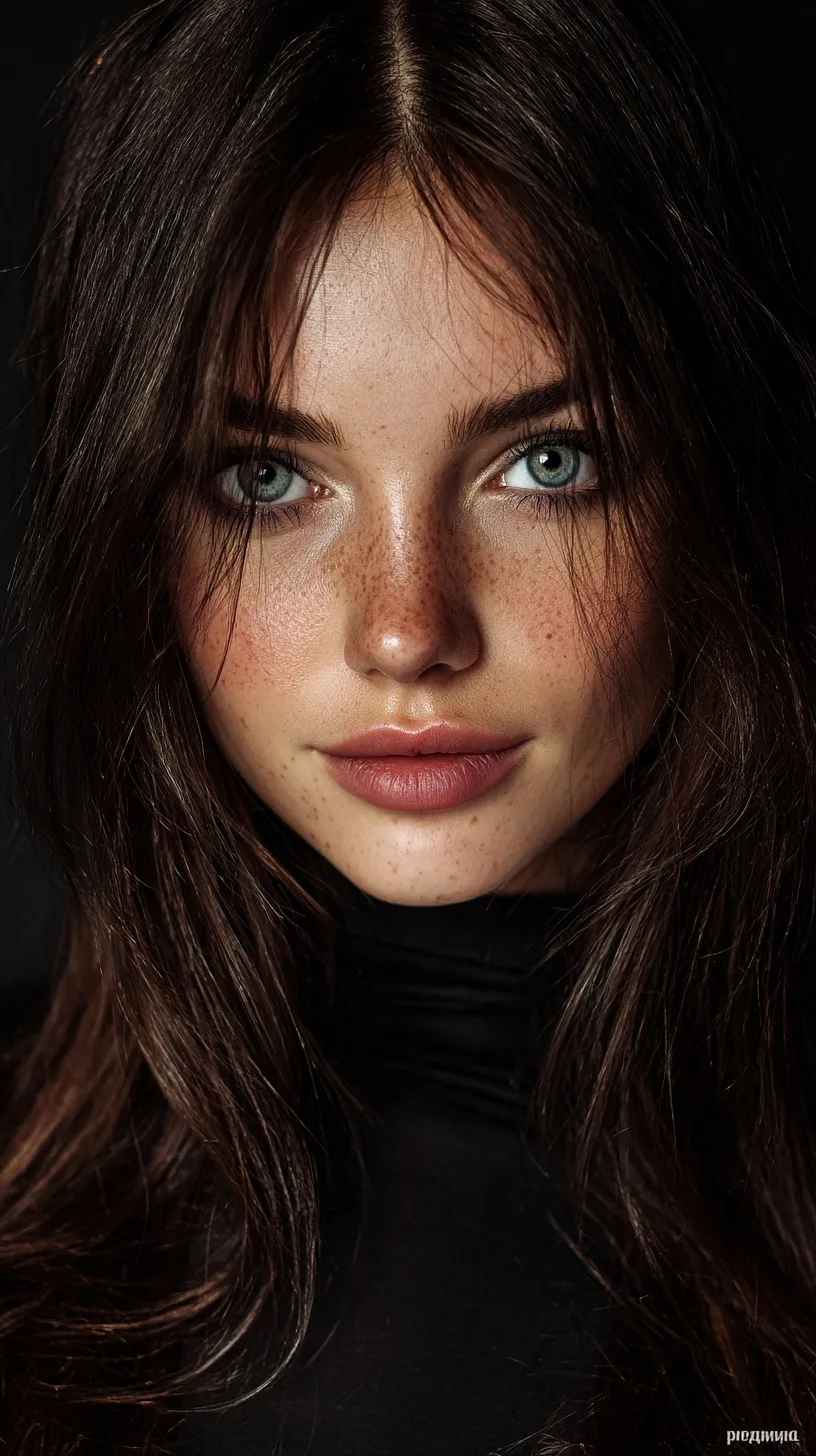 Portrait of a beautiful young Slavic fashion model with green eyes and long light brown hair, high fashion style.