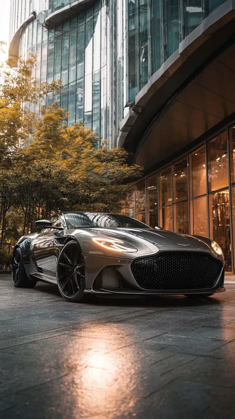 A sleek Aston Martin luxury car wallpaper for iPhone, featuring cinematic lighting and ultra-high-definition detail.