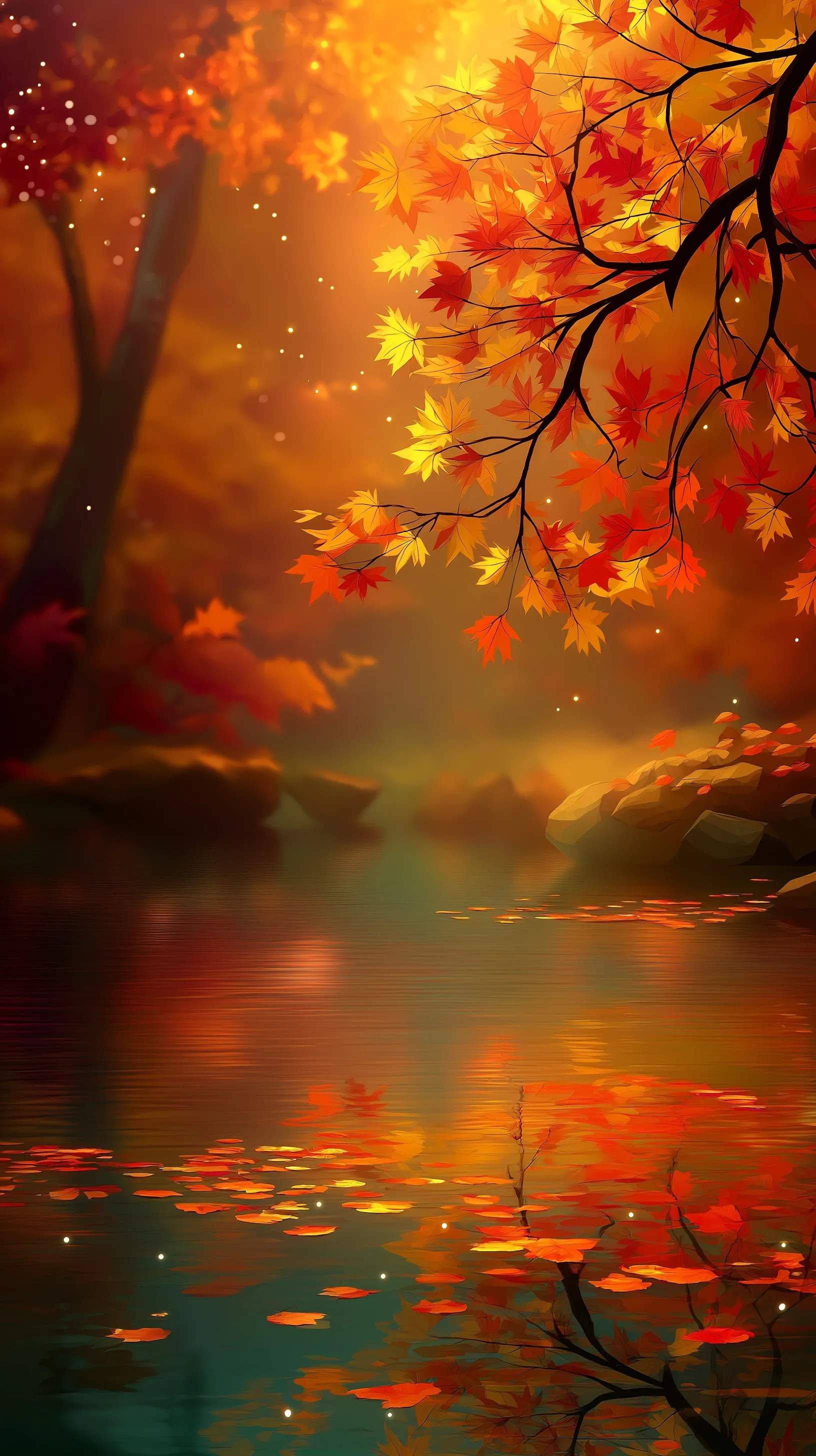 A joyful and clean autumn iPhone wallpaper featuring vibrant fall colors and a minimalist seasonal aesthetic.