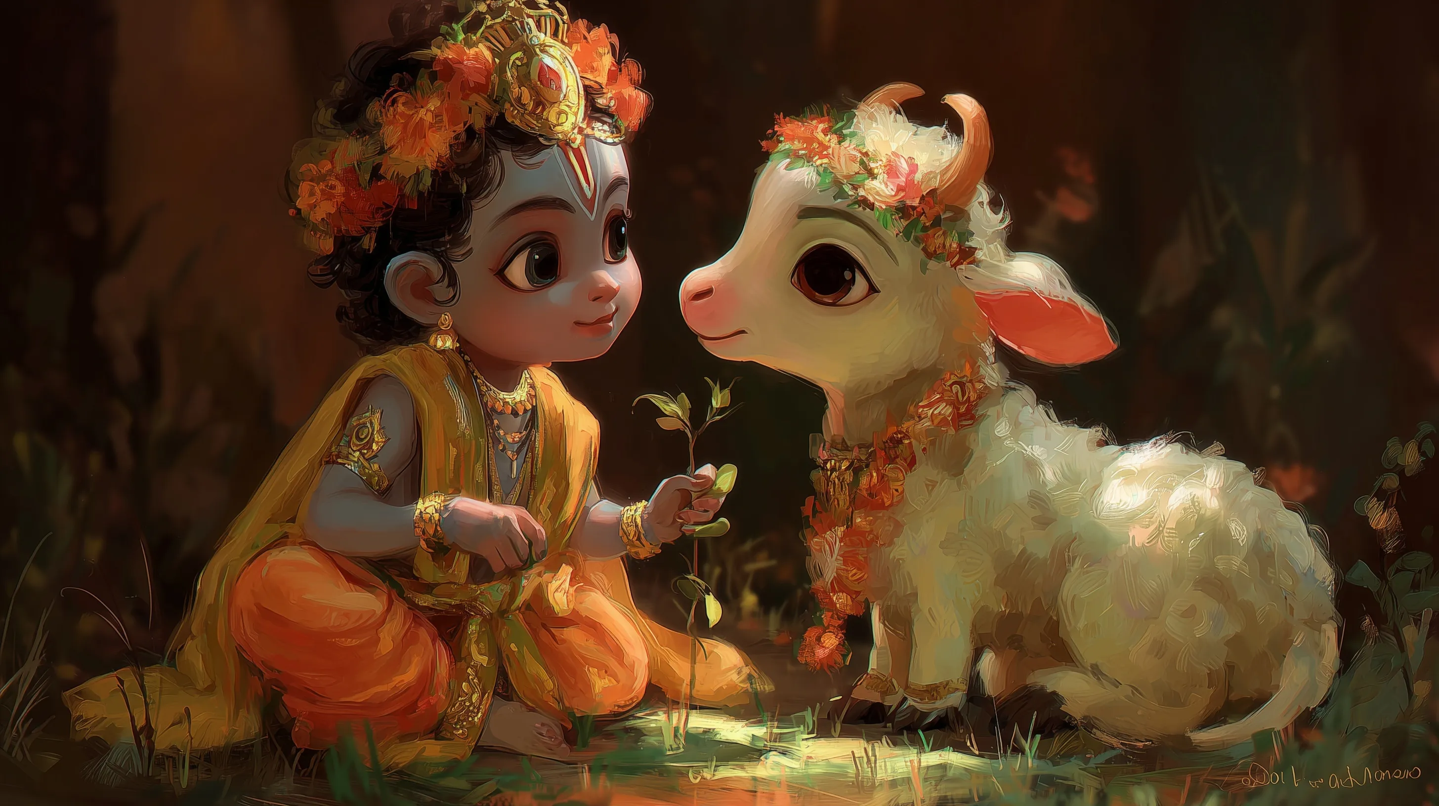 Adorable baby dressed as Hindu deities Lord Ram and Lord Krishna, capturing a cute divine spiritual theme.