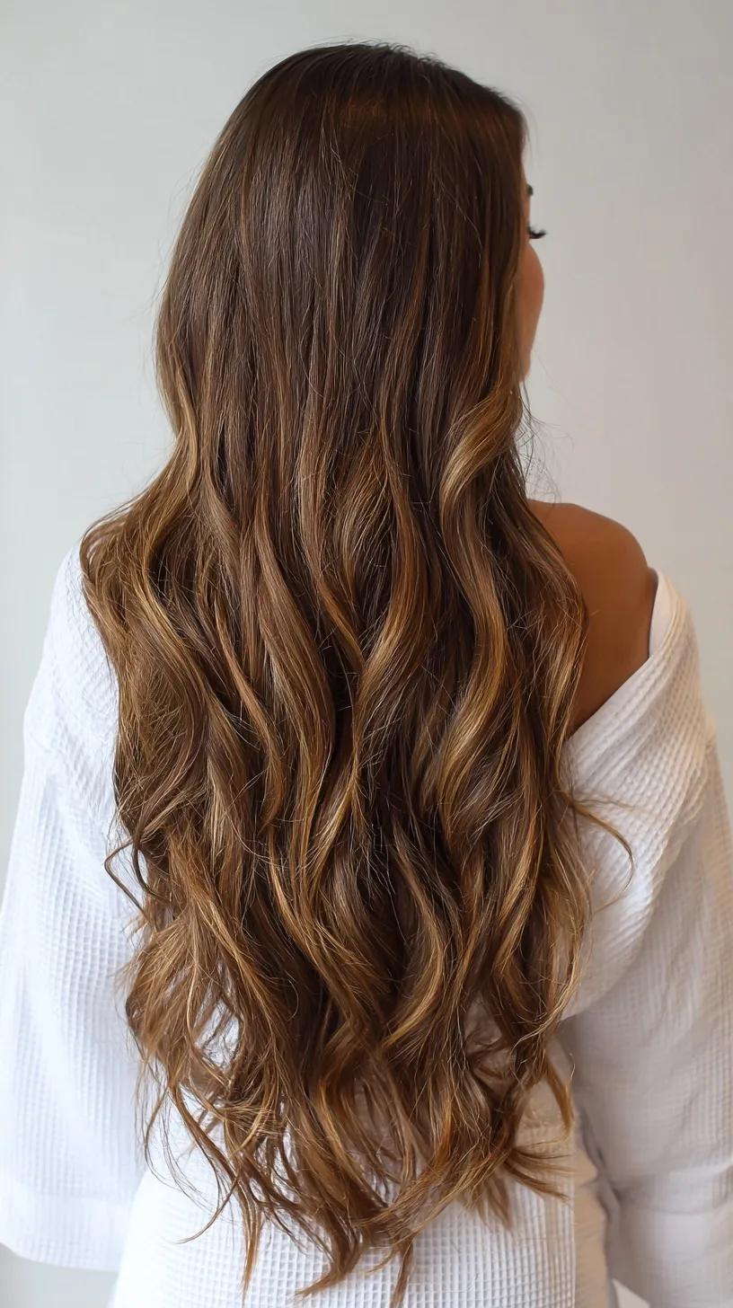 Professional balayage hairstyle featuring high-quality Hollywood hair extensions for added length and volume.