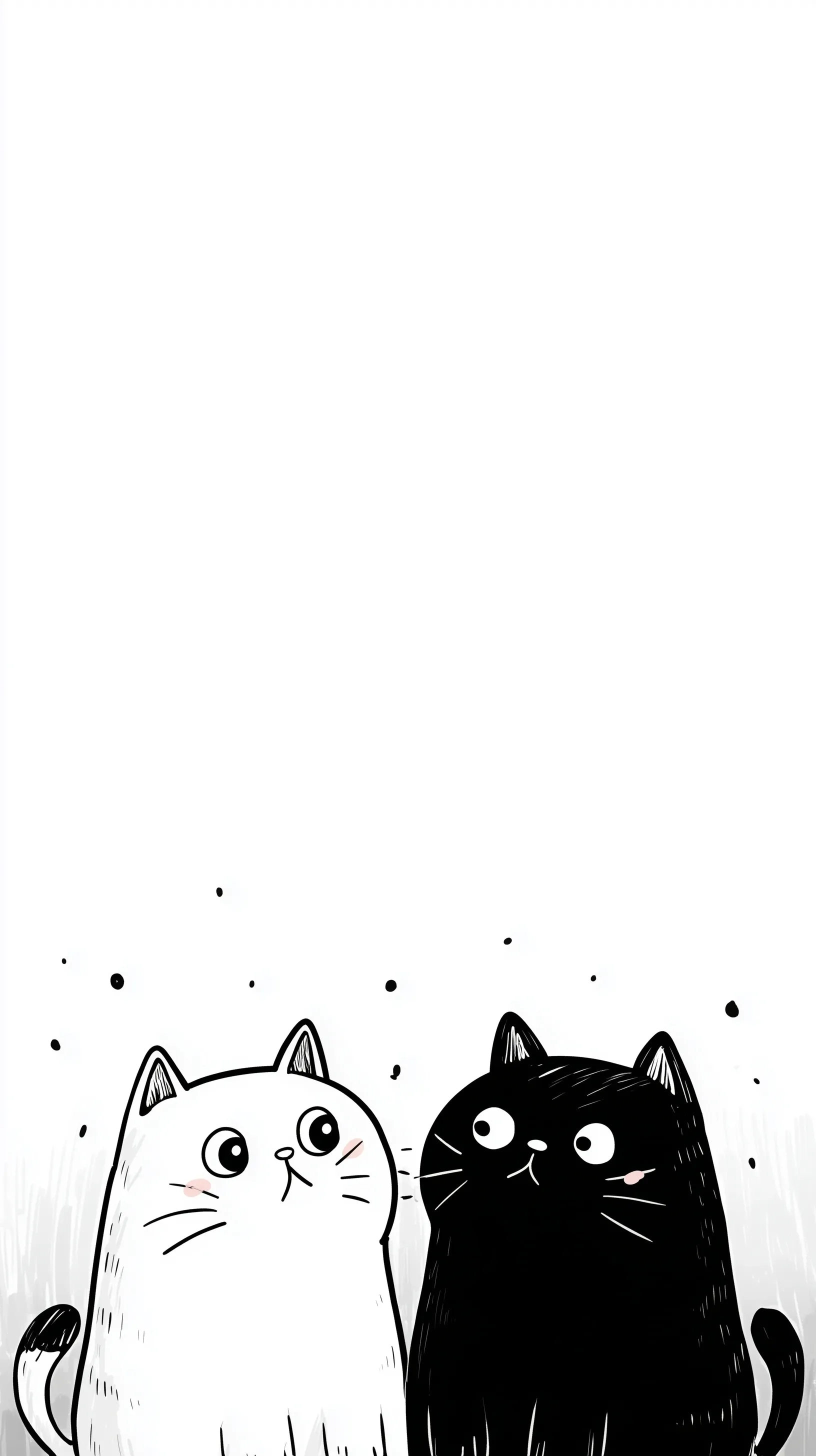 Cute black and white cat line art illustration in Snoopy comic style on a plain white background.