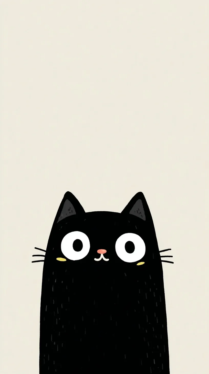 Minimalist black cat face illustration on a simple white background, perfect for iPhone 17 wallpaper.