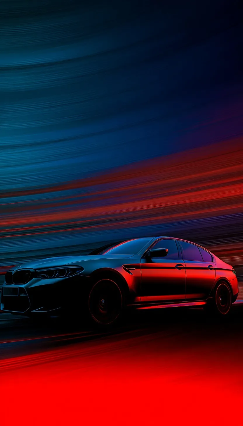 Abstract BMW M Series wallpaper for iPhone featuring iconic M badge colors in a sleek, modern design.