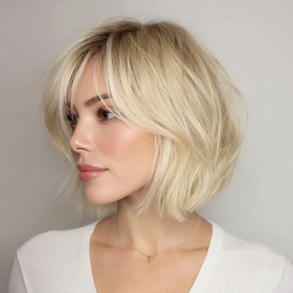 Professional hairstylist cutting and styling thin hair for a woman to add volume and texture.
