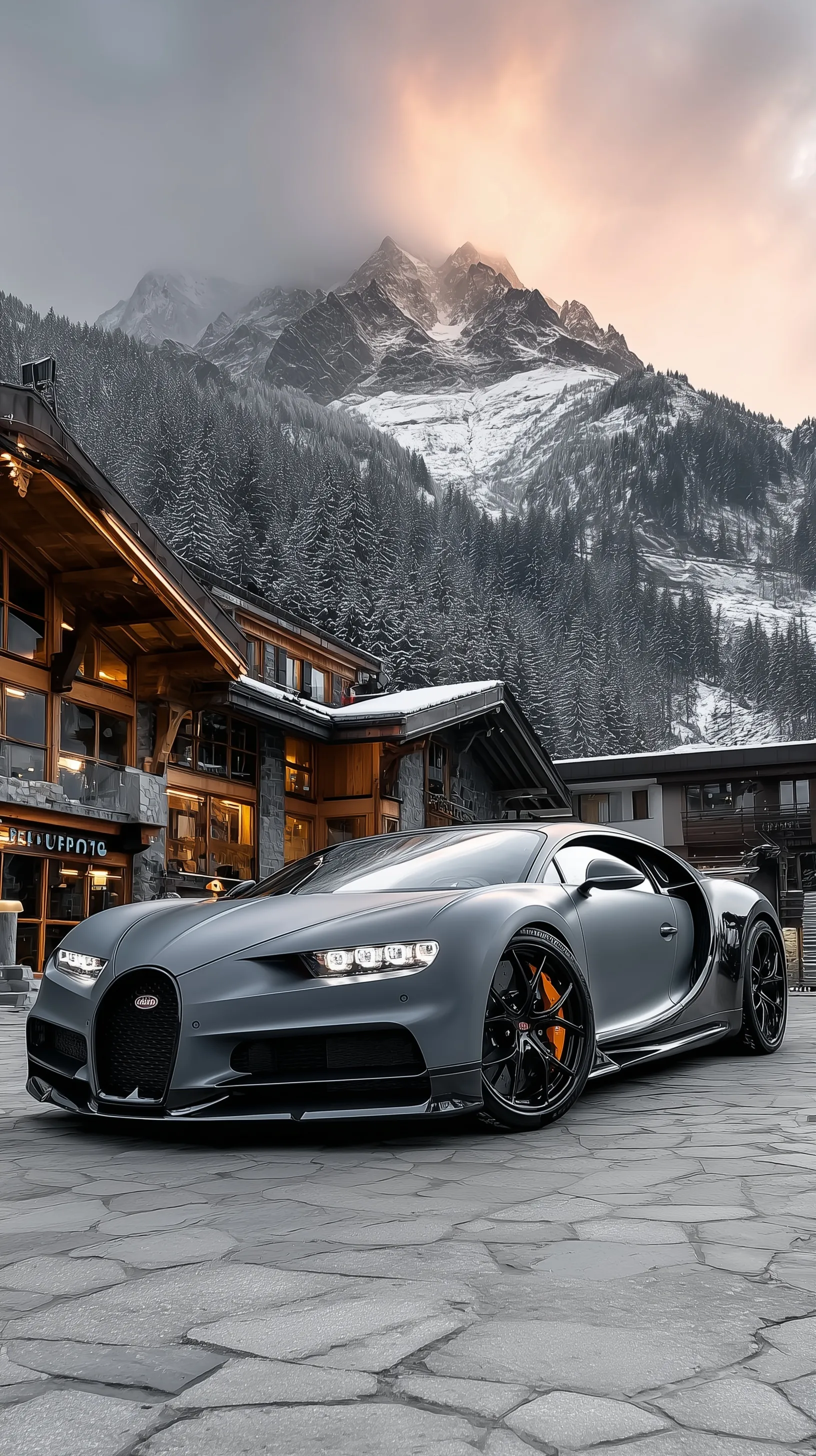 A high-definition Bugatti luxury sports car iPhone wallpaper featuring a sleek aesthetic design.