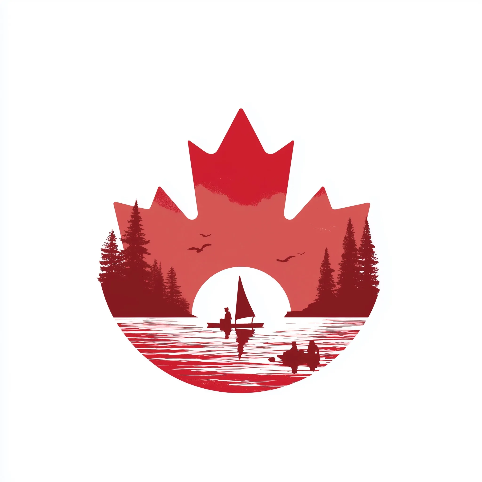 A vibrant Canada Day logo featuring a red maple leaf, perfect for national holiday celebrations and patriotic events.