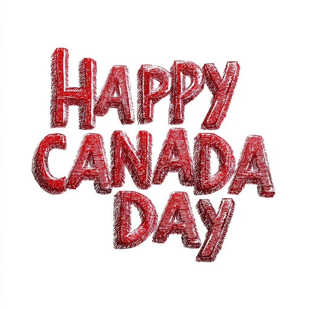 Happy Canada Day text in a clean, bold font on a transparent background for easy overlay design.