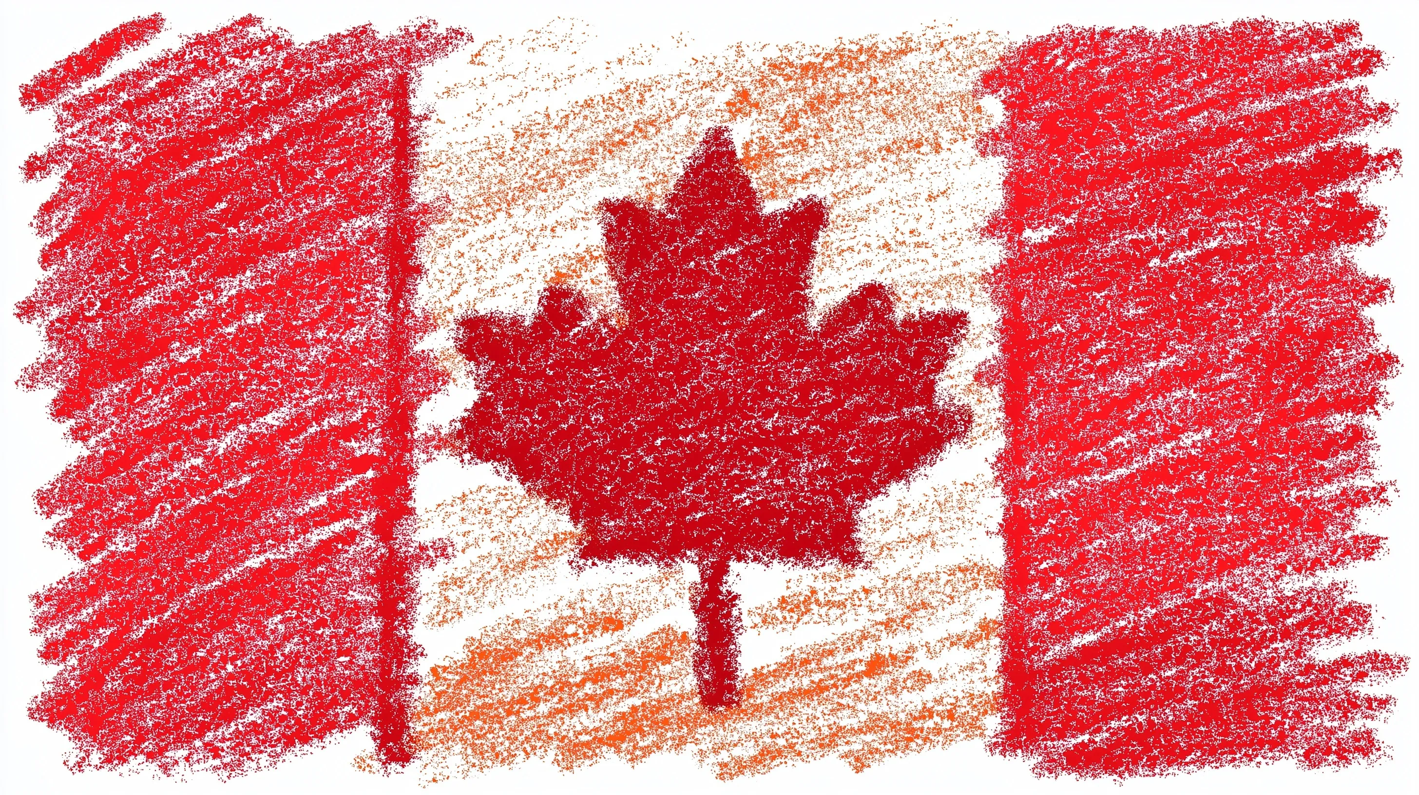 Hand-drawn crayon style Canadian flag icon vector clipart for Canada Day design projects.