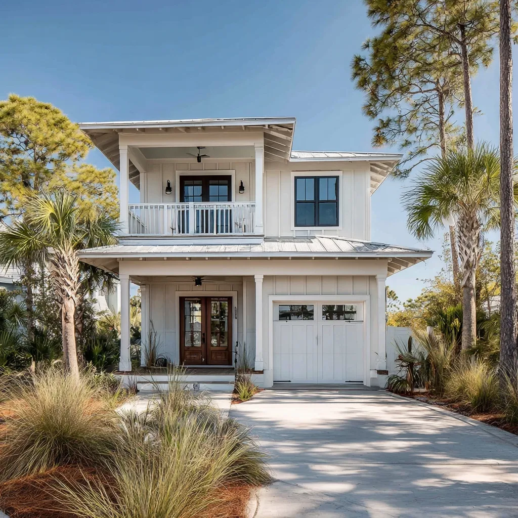 Exterior view of a beautiful coastal home in Orange Beach, Alabama, featuring modern architectural design.