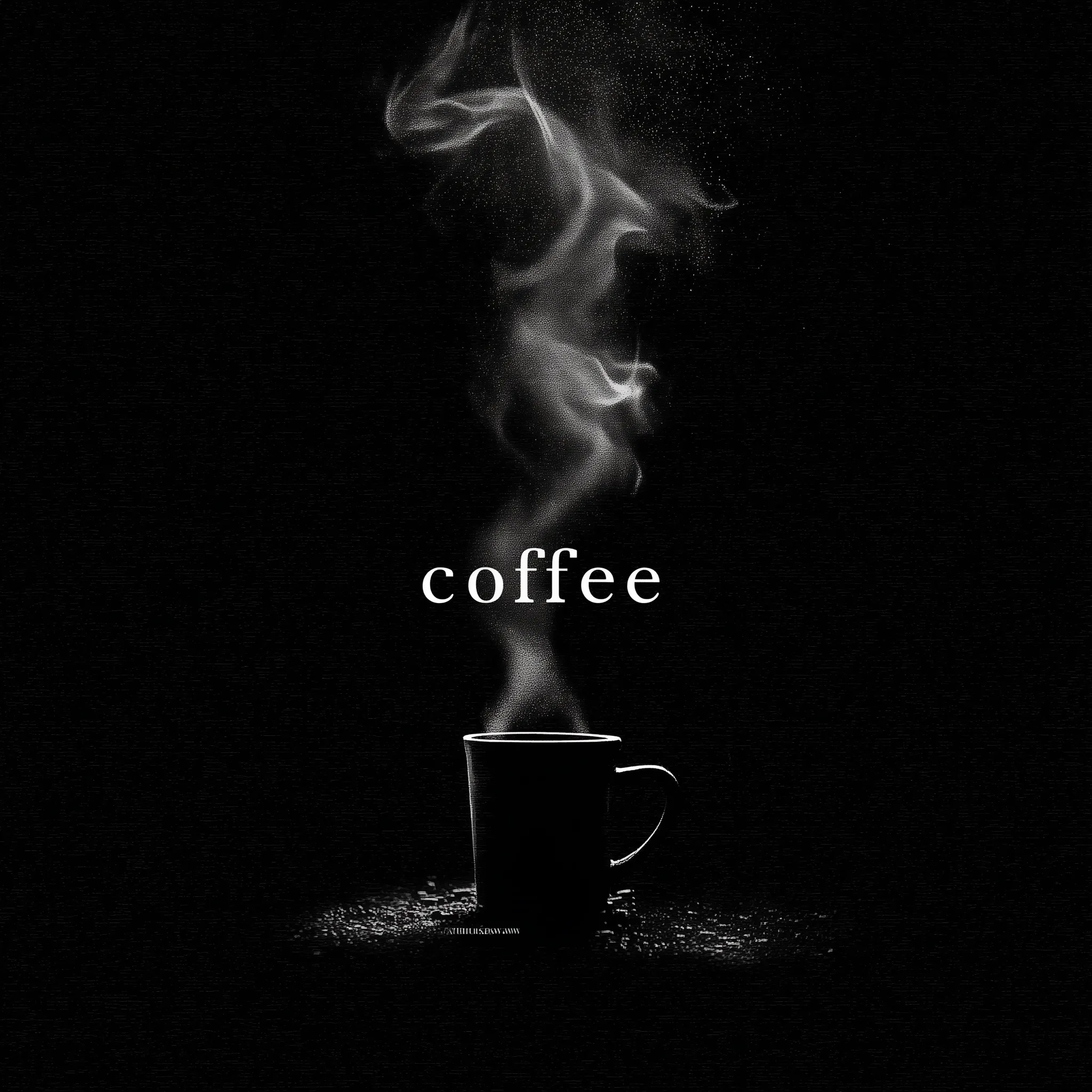 Minimalist coffee cup illustration featuring a clean white design isolated on a solid black background.
