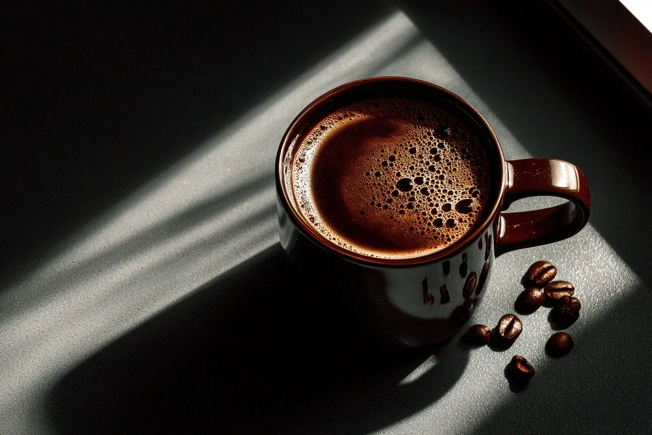 A minimalist ceramic cup of hot coffee isolated on a clean, neutral background with soft natural lighting.