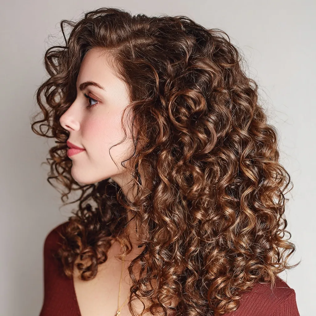 Close-up of beautiful voluminous curly hair with a stylish blonde ombre transition.