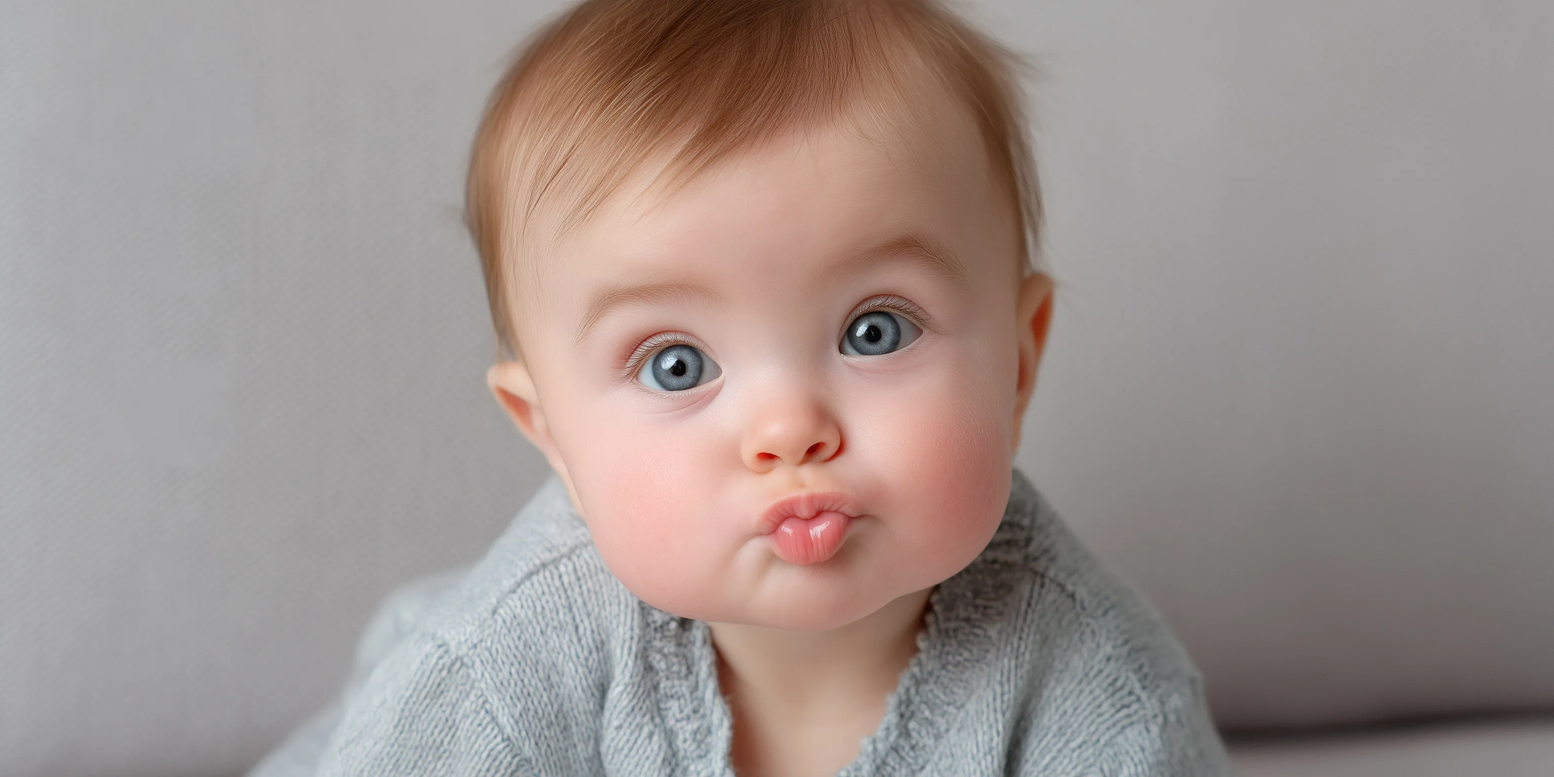 A cute and funny AI-generated baby portrait with an adorable expression.