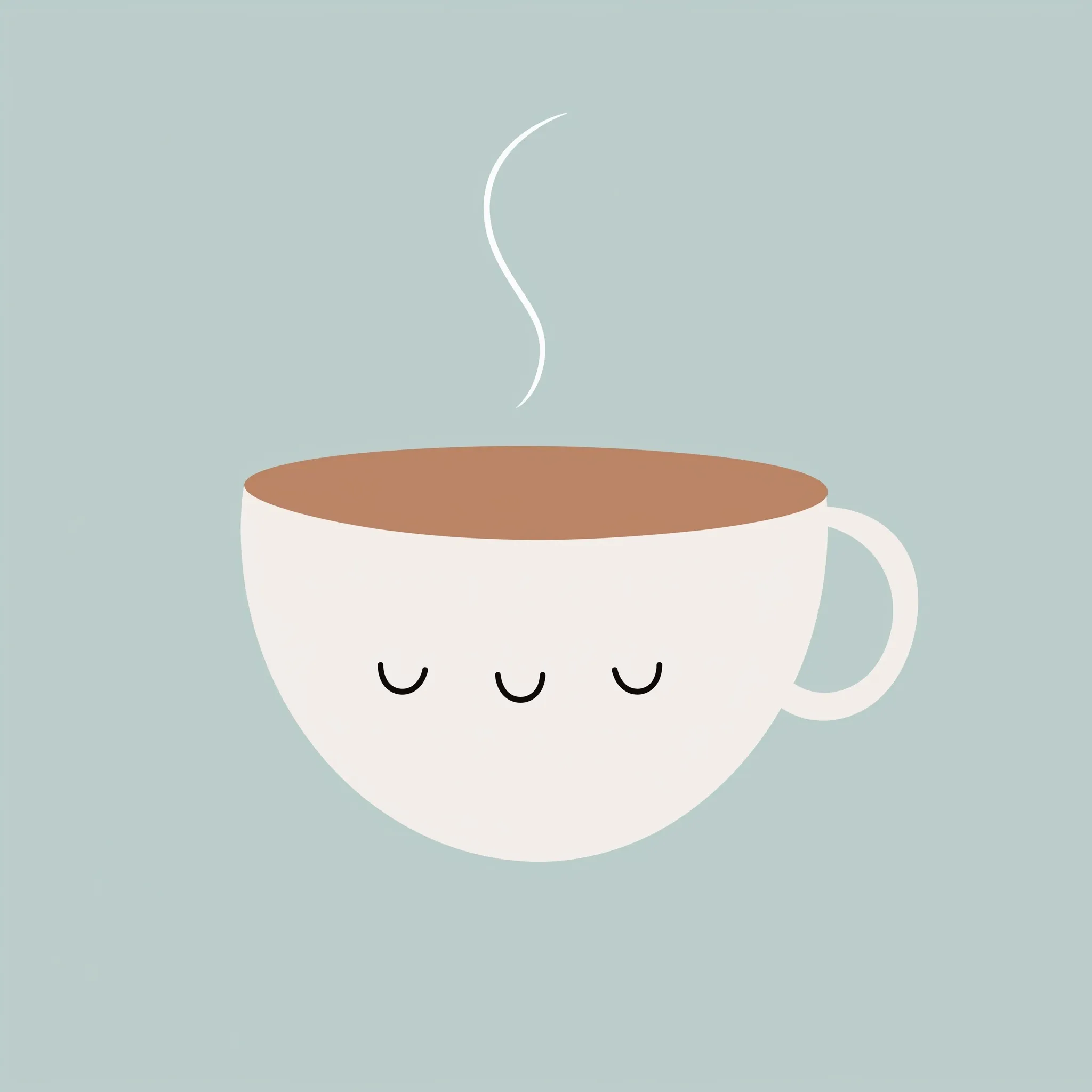 A simple, flat-style chai cup illustration with gentle steam, featuring a playful and calm graphic design.