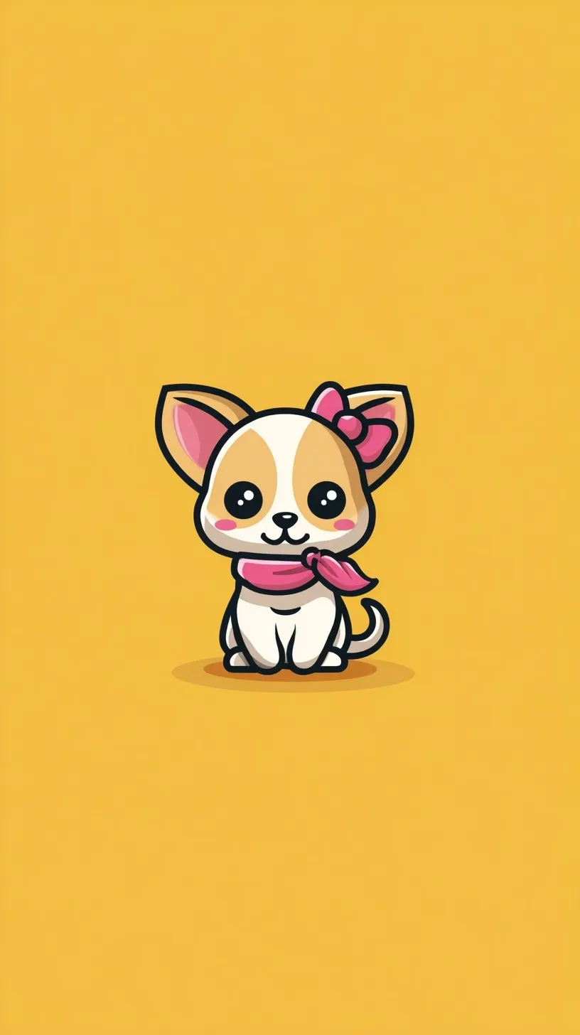 Cute cartoon kitten and puppy logo with pet toys and supplies, perfect for iPhone 17 Pro Max mobile wallpaper.