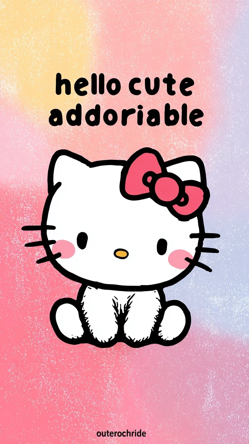 Cute Hello Kitty mobile wallpaper with pink and white aesthetic, cartoon style, and soft artistic light effects.