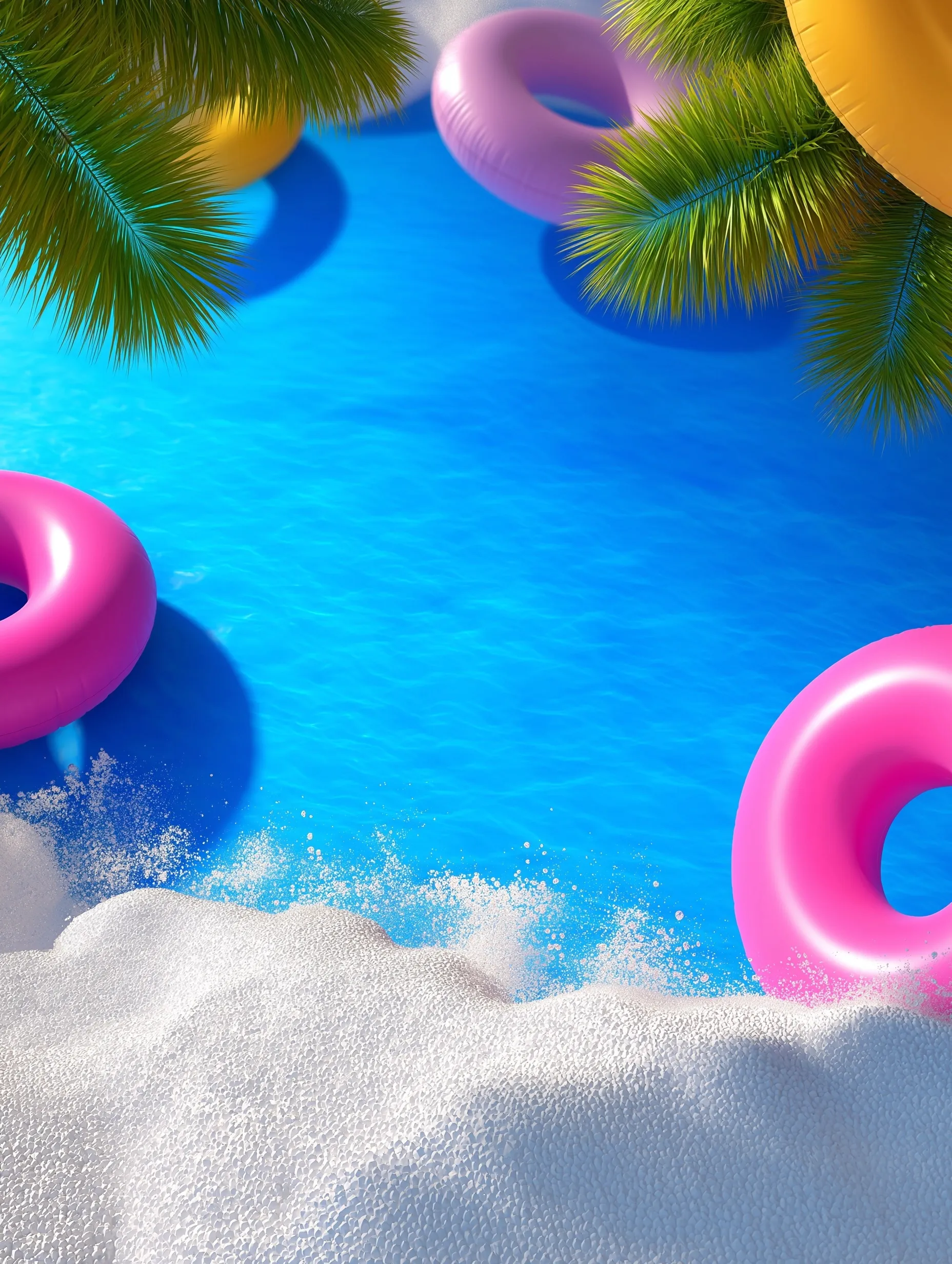 A cute summer party poster background with vibrant seasonal elements and copy space for mobile wallpaper design.