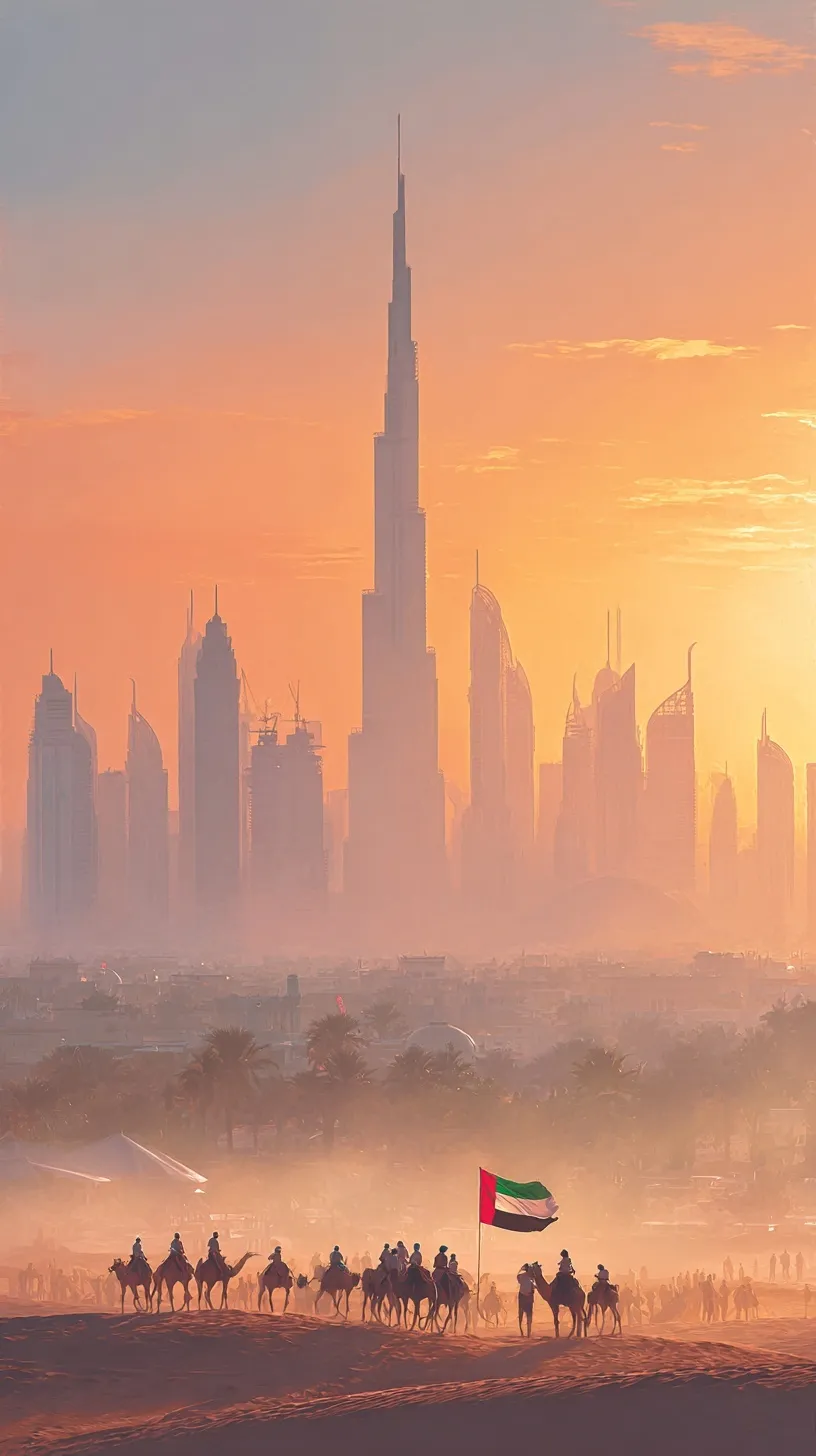 HD Dubai UAE National Day 2025 mobile wallpaper with decorative greeting text for professional business use.