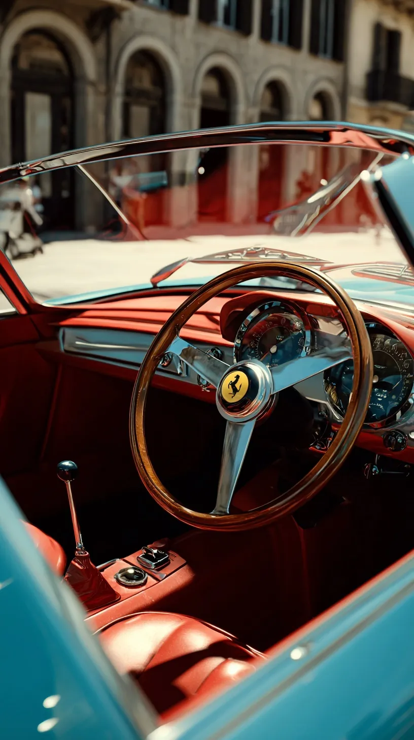 A sleek, ultra-cool Ferrari sports car captured in a high-resolution aesthetic perfect for an iPhone wallpaper.
