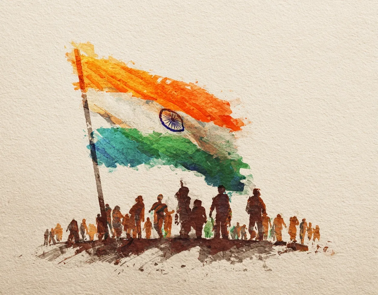 Indian soldiers standing proudly with the national flag of India during a Republic Day celebration.
