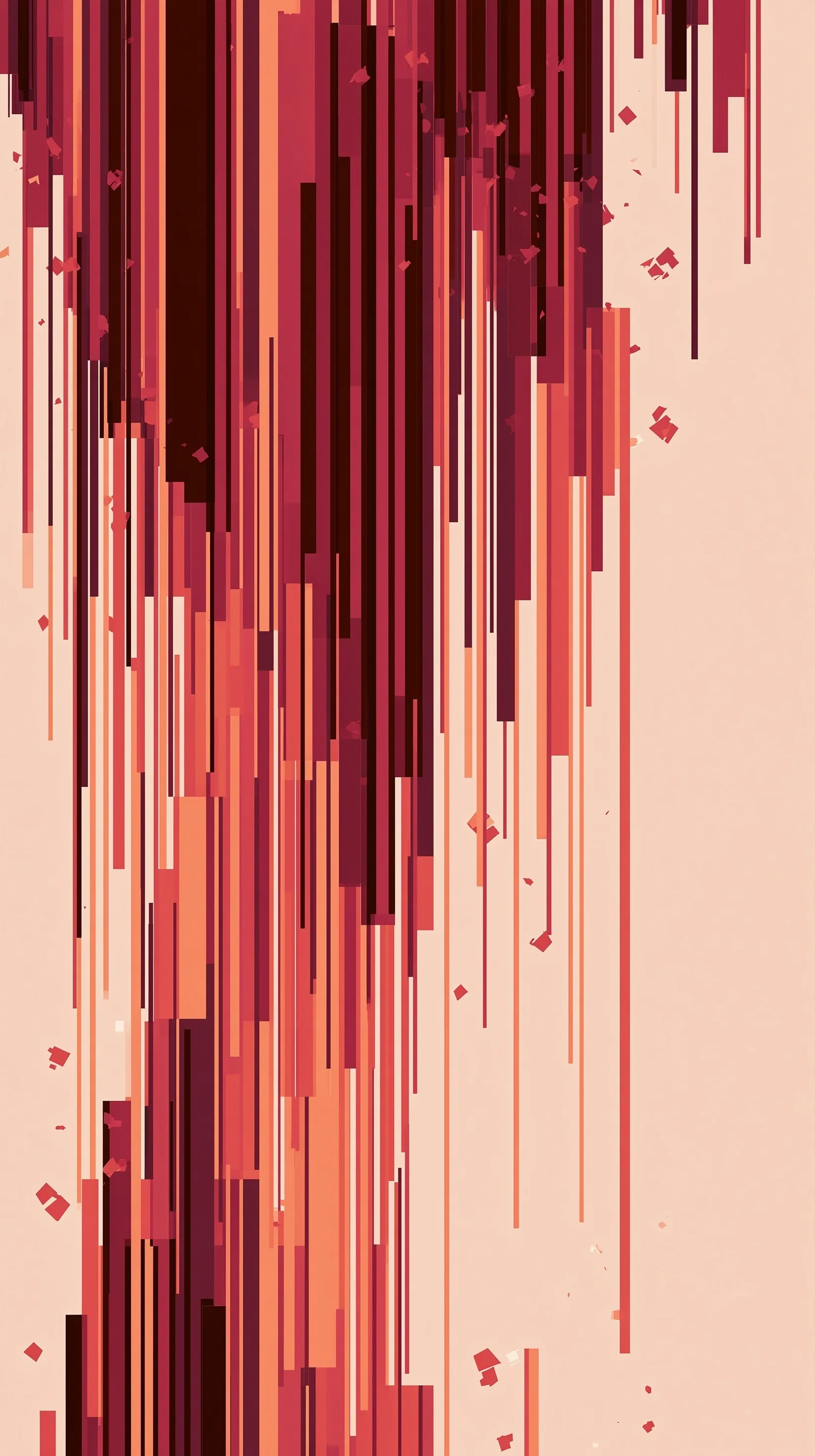 Modern abstract iPhone Air background with bold burgundy and peach vertical linear fragments in flat vector style.