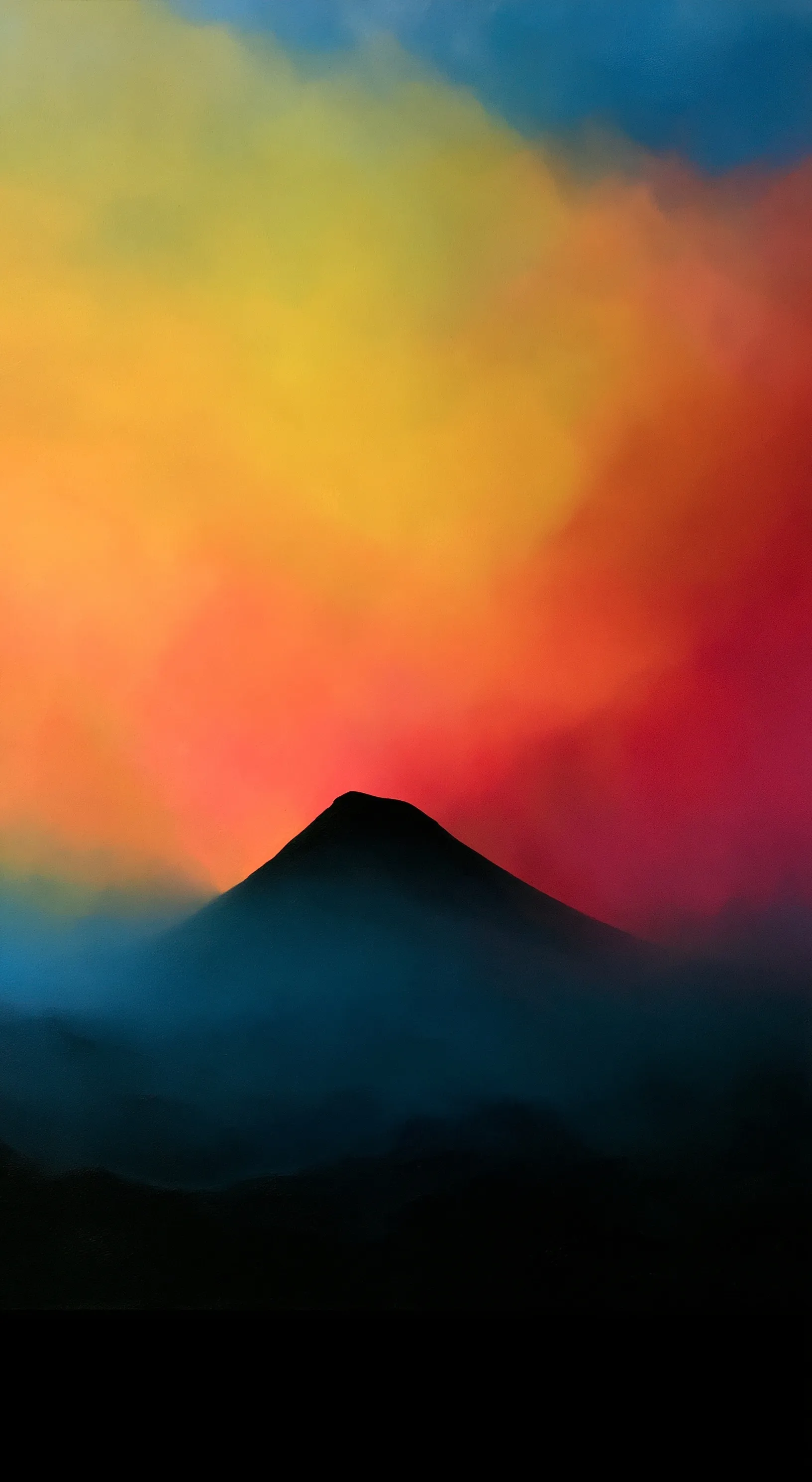 Vibrant abstract iPhone Air background with radiant colorful spectrum and black base for mobile screens.