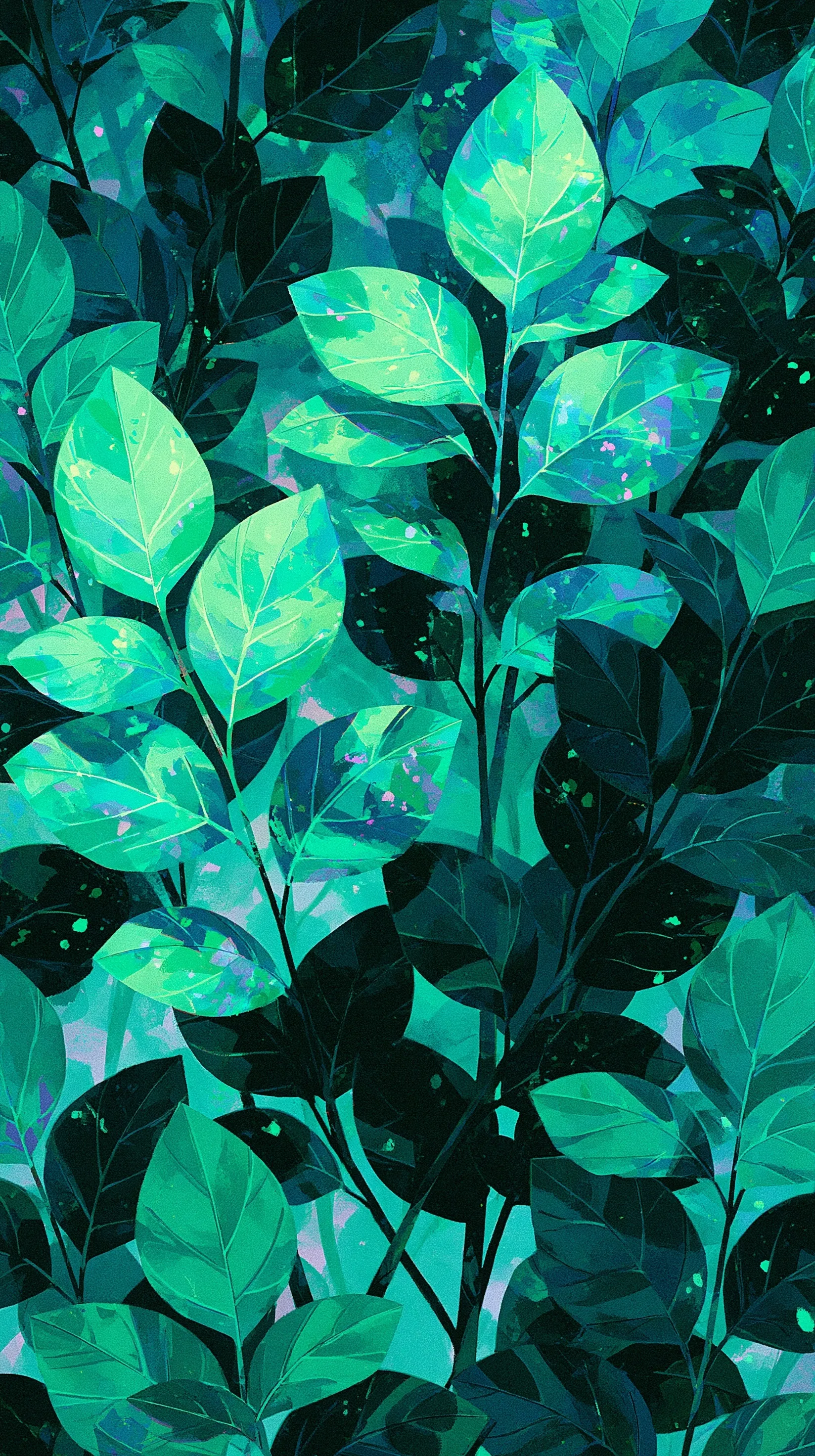 Anime-style bush leaf pattern background for iPhone Air mobile phones.