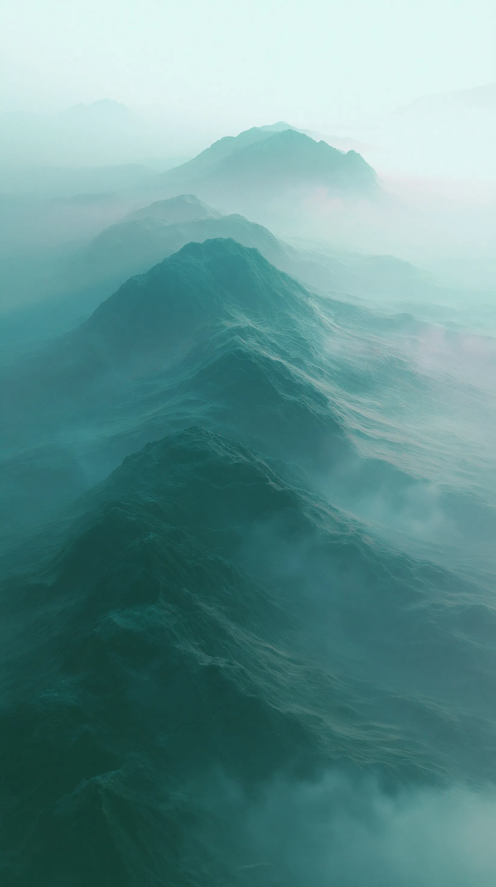 Aerial mountain landscape with flowing geological contours, perfect as a premium iPhone Air background.