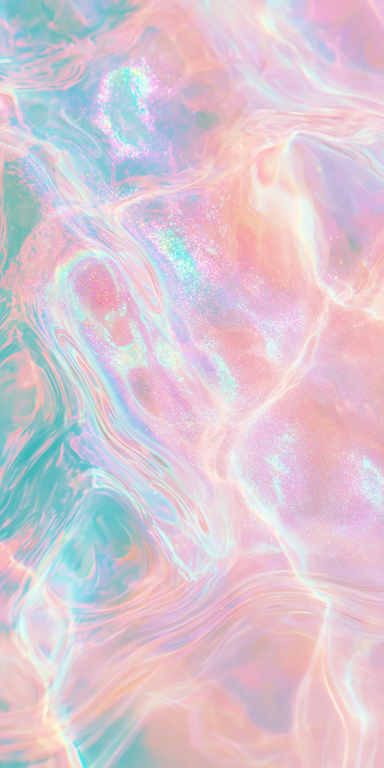 Glittering aqua blue, yellow, and pink water background for iPhone Air mobile phones.