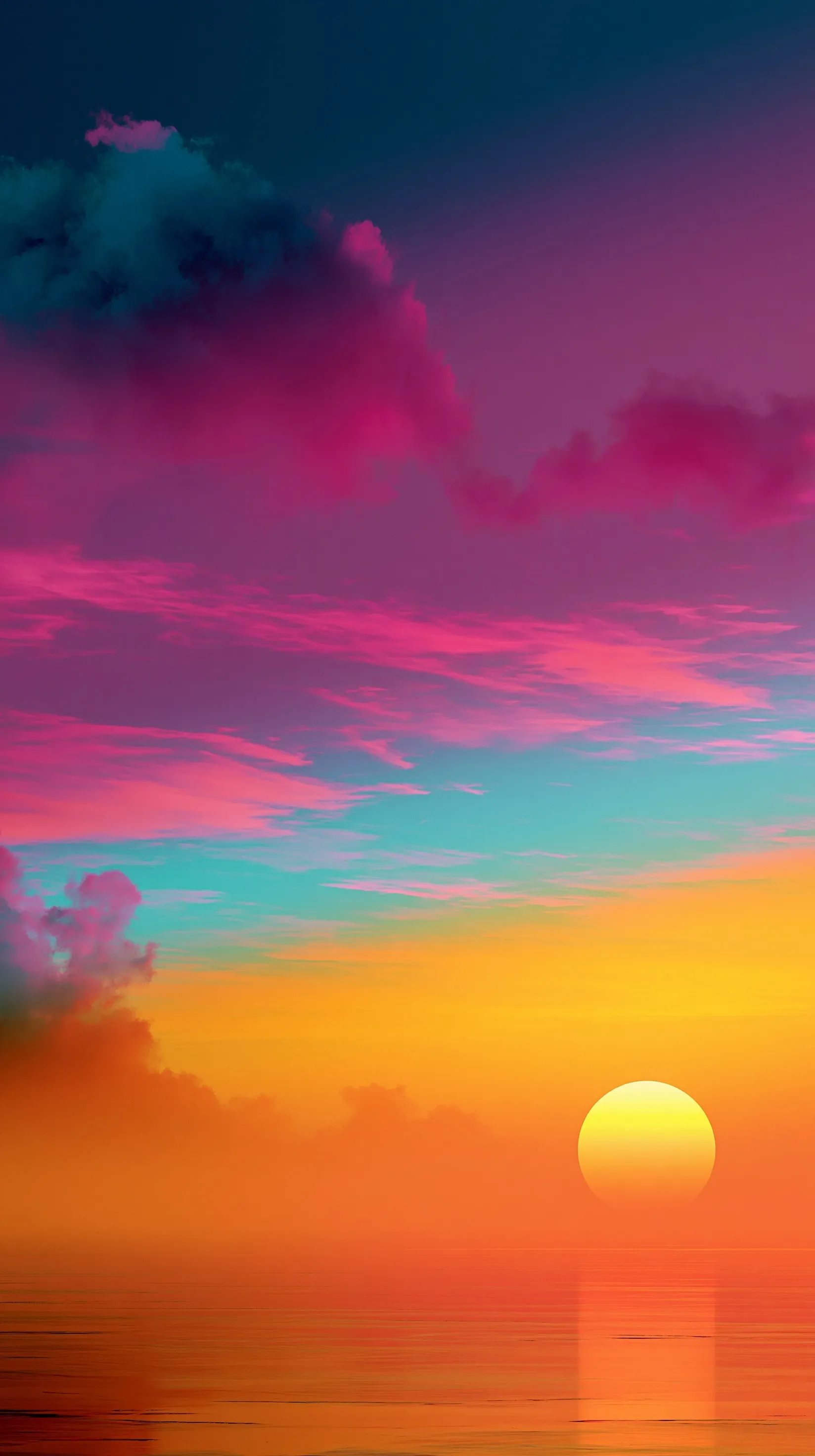Close-up of a vibrant sunset-themed background for iPhone Air mobile flyers with bright, multi-colored gradients.