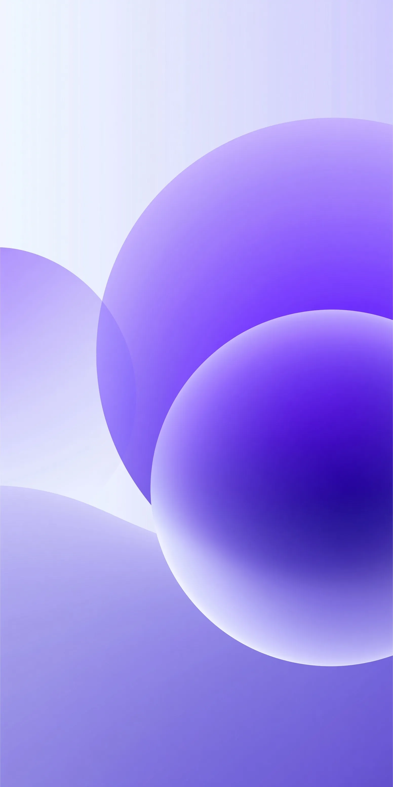 Minimalist white and lavender gradient background with translucent floating shapes for iPhone Air aesthetic.
