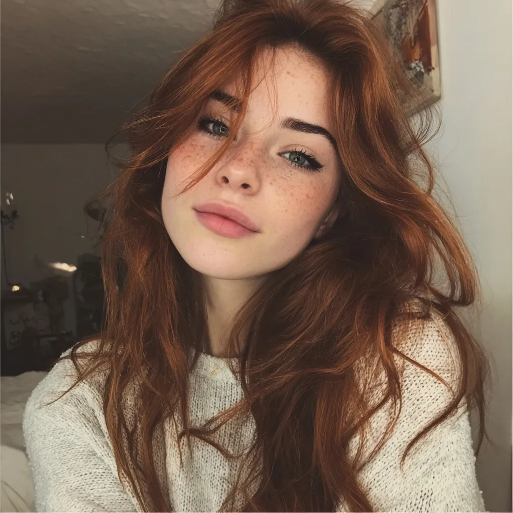 A beautiful 20-year-old woman with long loose wavy hair, featuring a realistic and natural aesthetic.