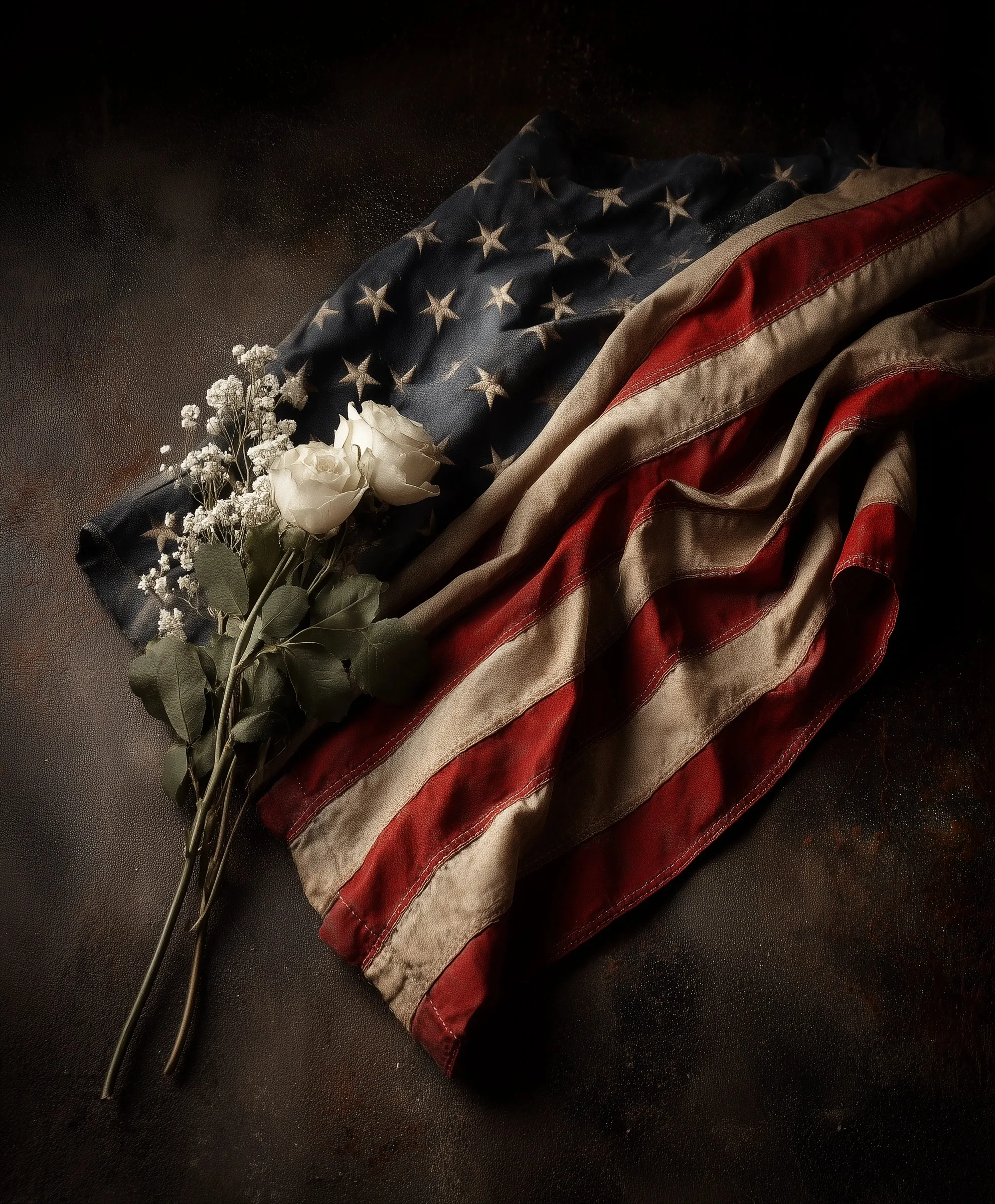 American flag waving against a clear sky, representing remembrance and honor for fallen soldiers on Memorial Day.