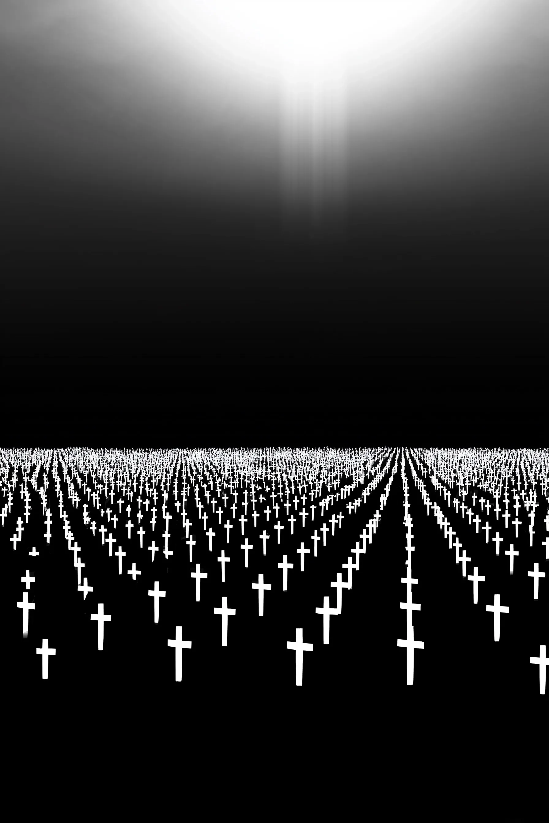Vector illustration of an infinite field of white crosses honoring fallen U.S. military service members.