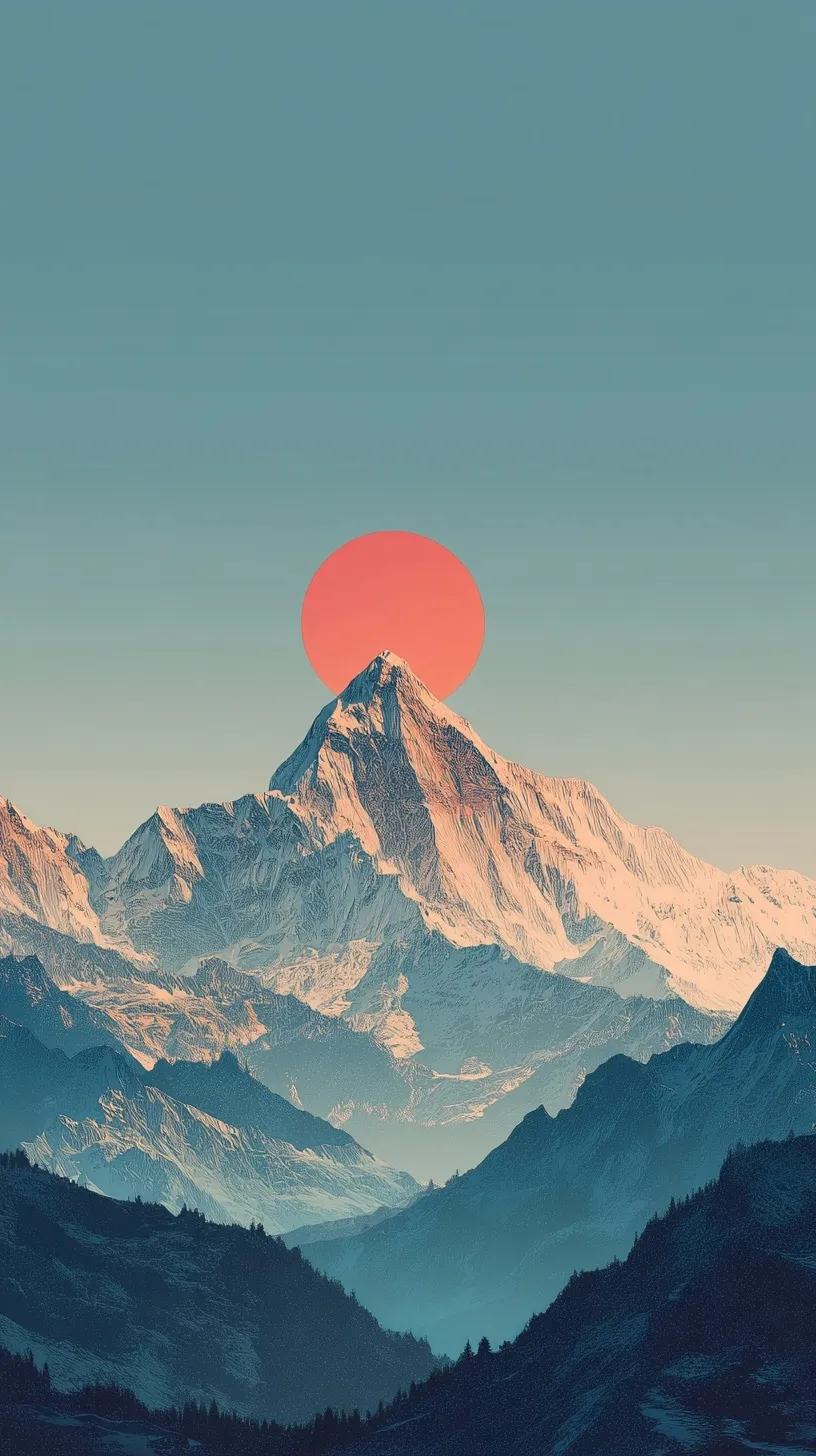 Minimalist mountain range wallpaper with soft sunrise hues and clean lines for iPhone 17 Pro Max.