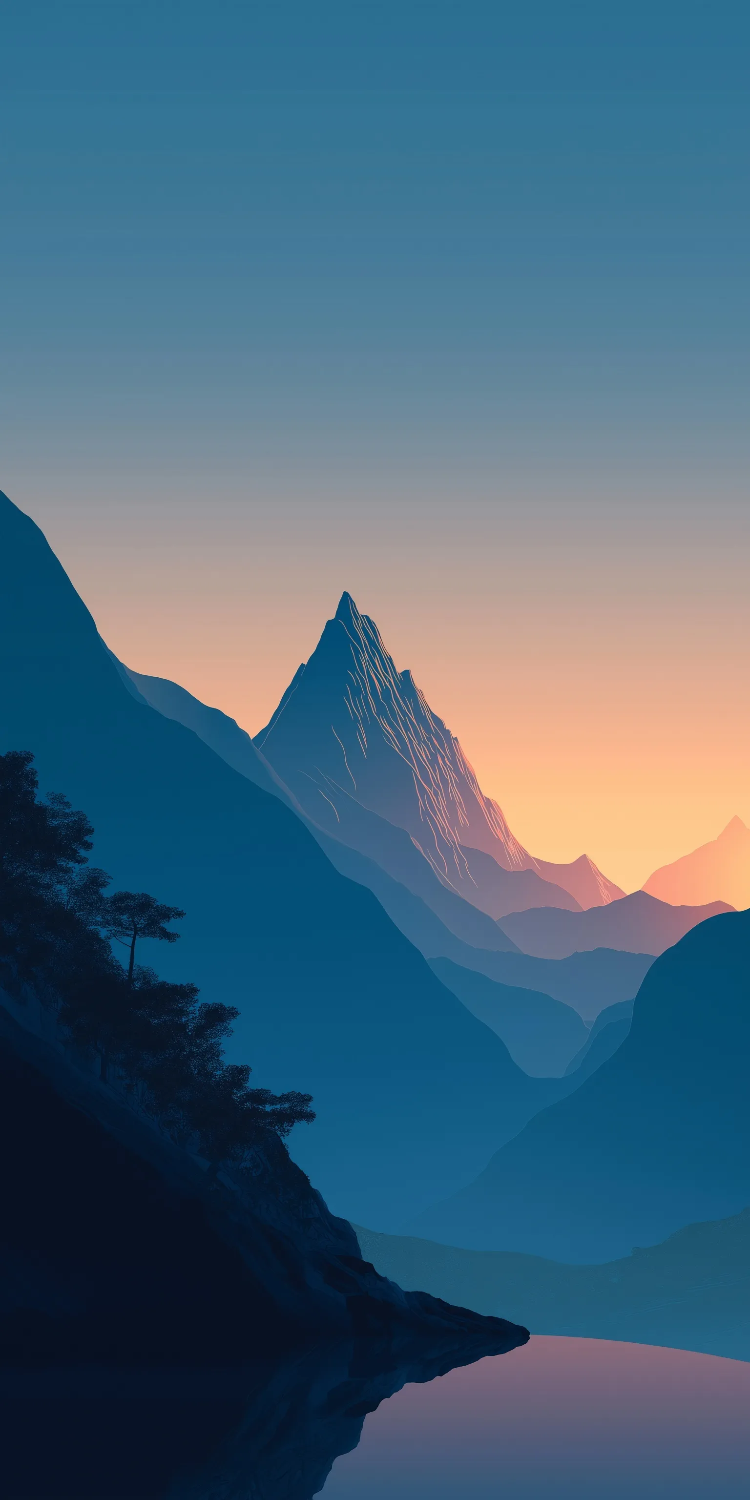 Digital art of a volcanic black stone mountain with smooth gradients and soft lighting for iPhone 17 Pro Max.