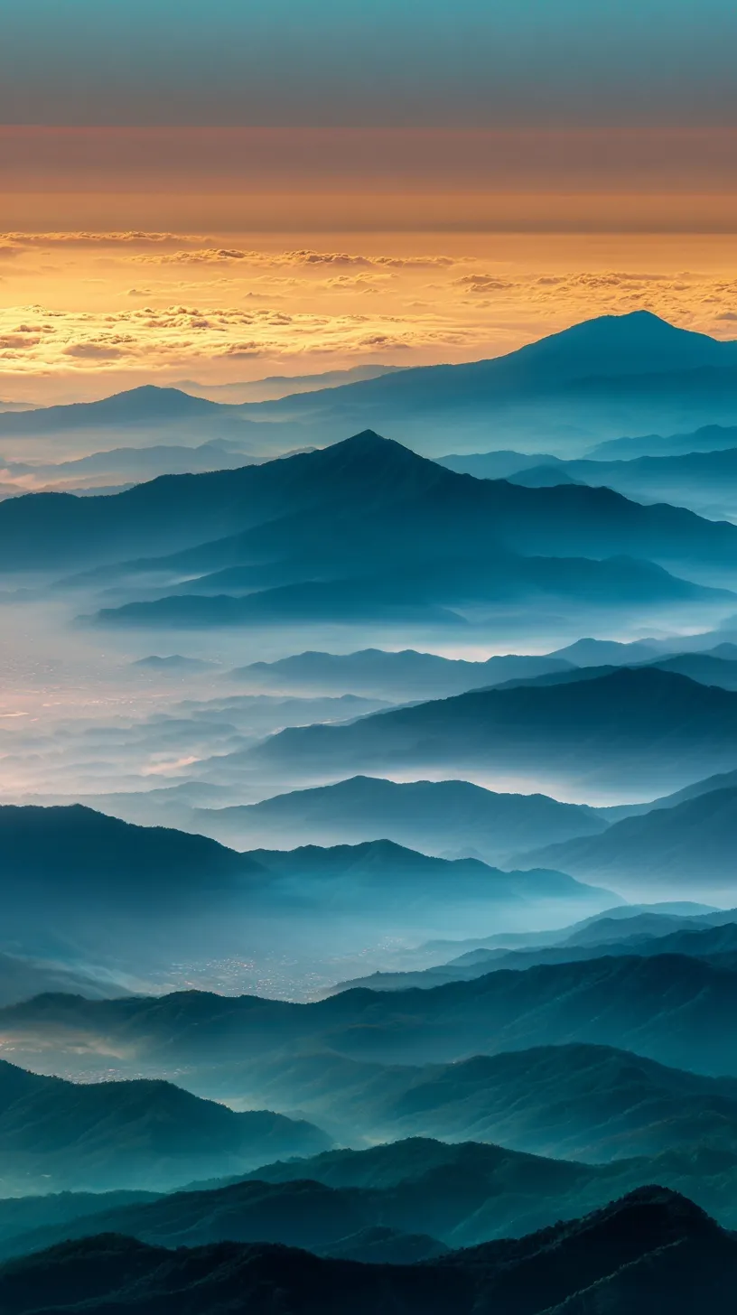 Time-lapse mountain landscape with flowing clouds and sunrise light, perfect for iPhone 17 Pro Max wallpaper.