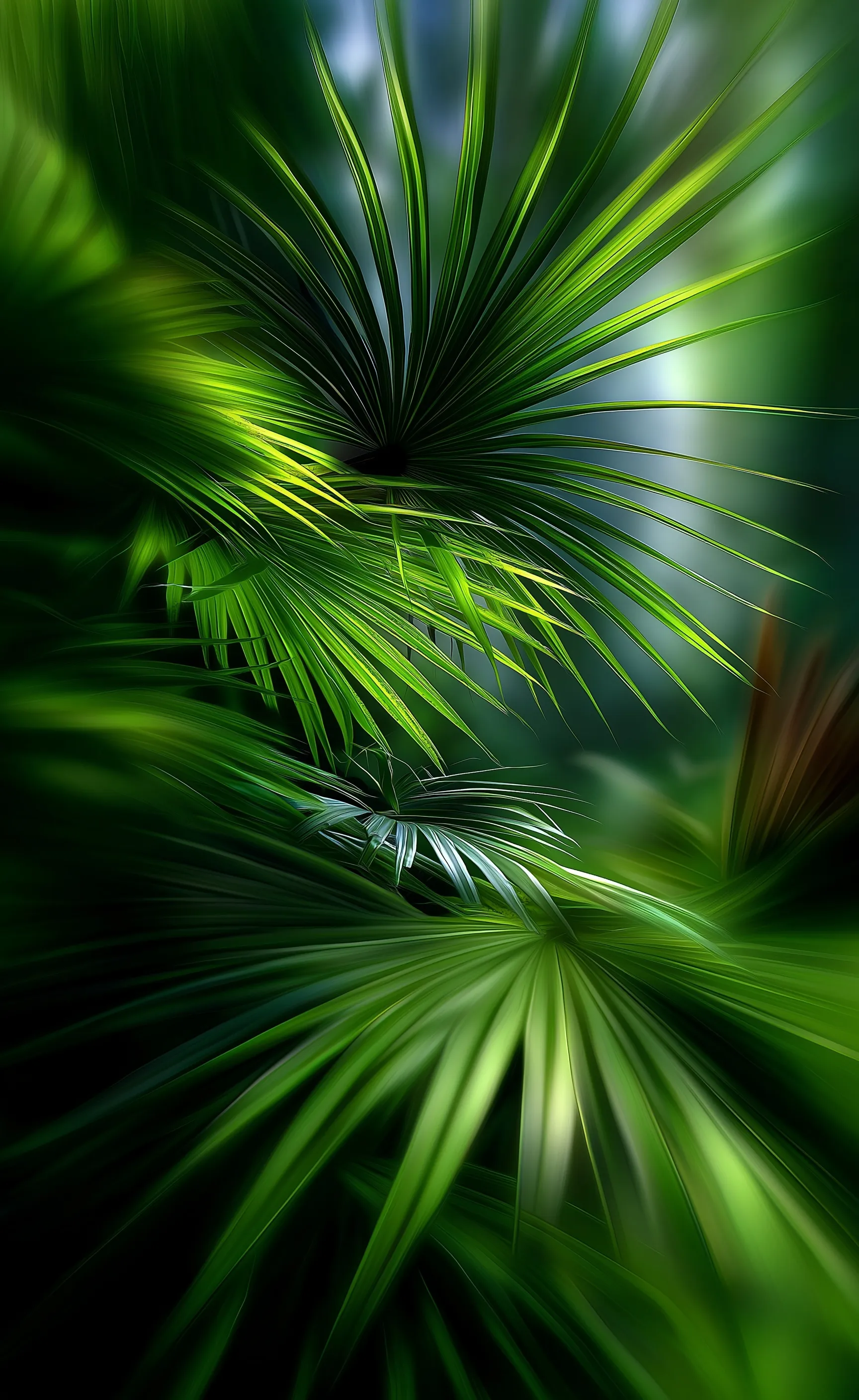 Abstract jungle foliage wallpaper for iPhone 17 Pro, featuring organic green patterns and tropical leaf textures.