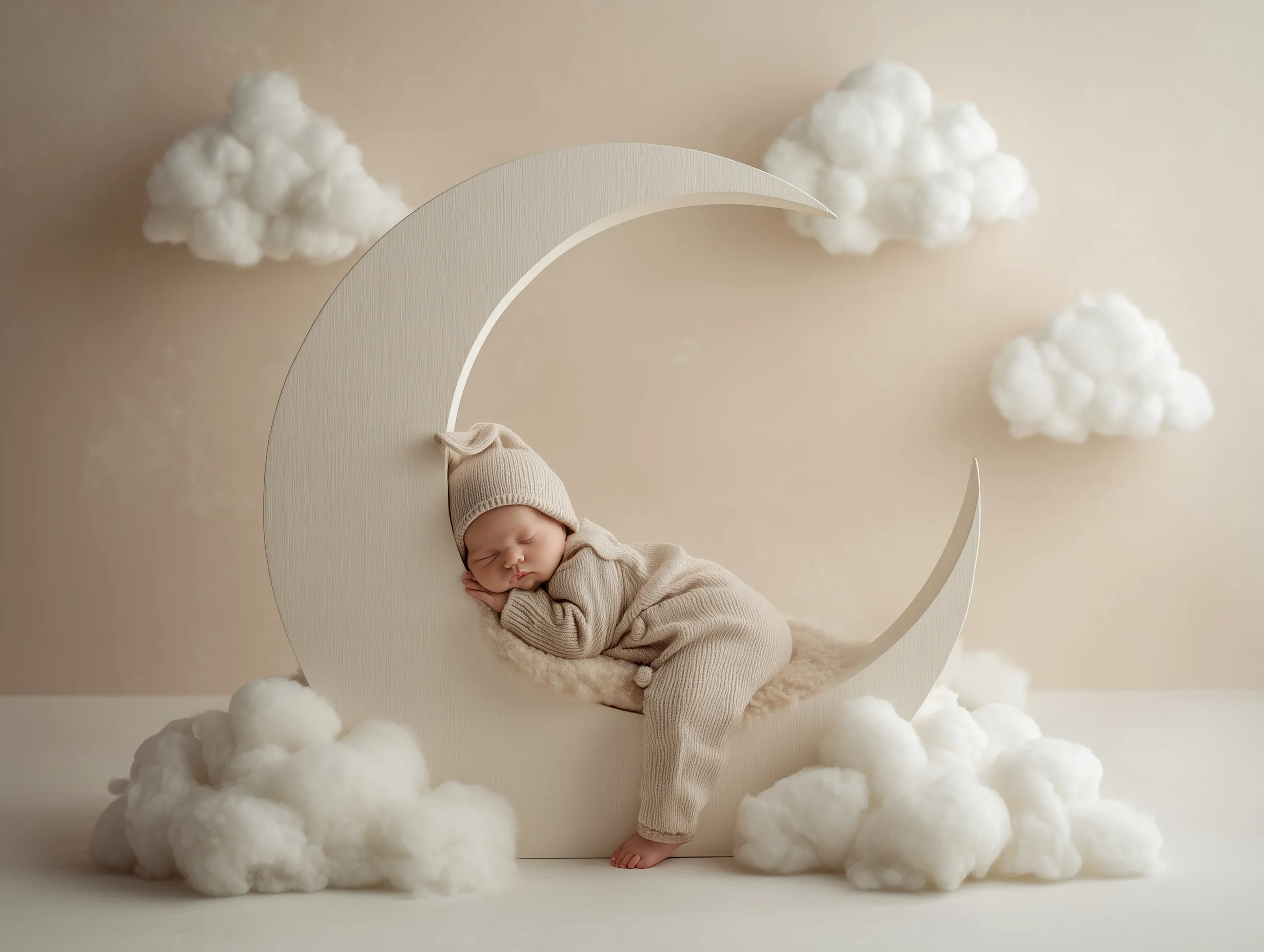 Minimalist newborn photography background in soft light colors for creative baby portrait sessions.