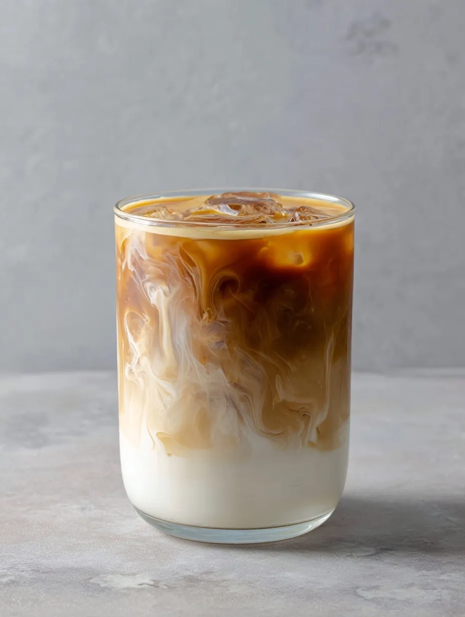 Layered iced milk tea in a simple glass cup, isolated on a clean background.