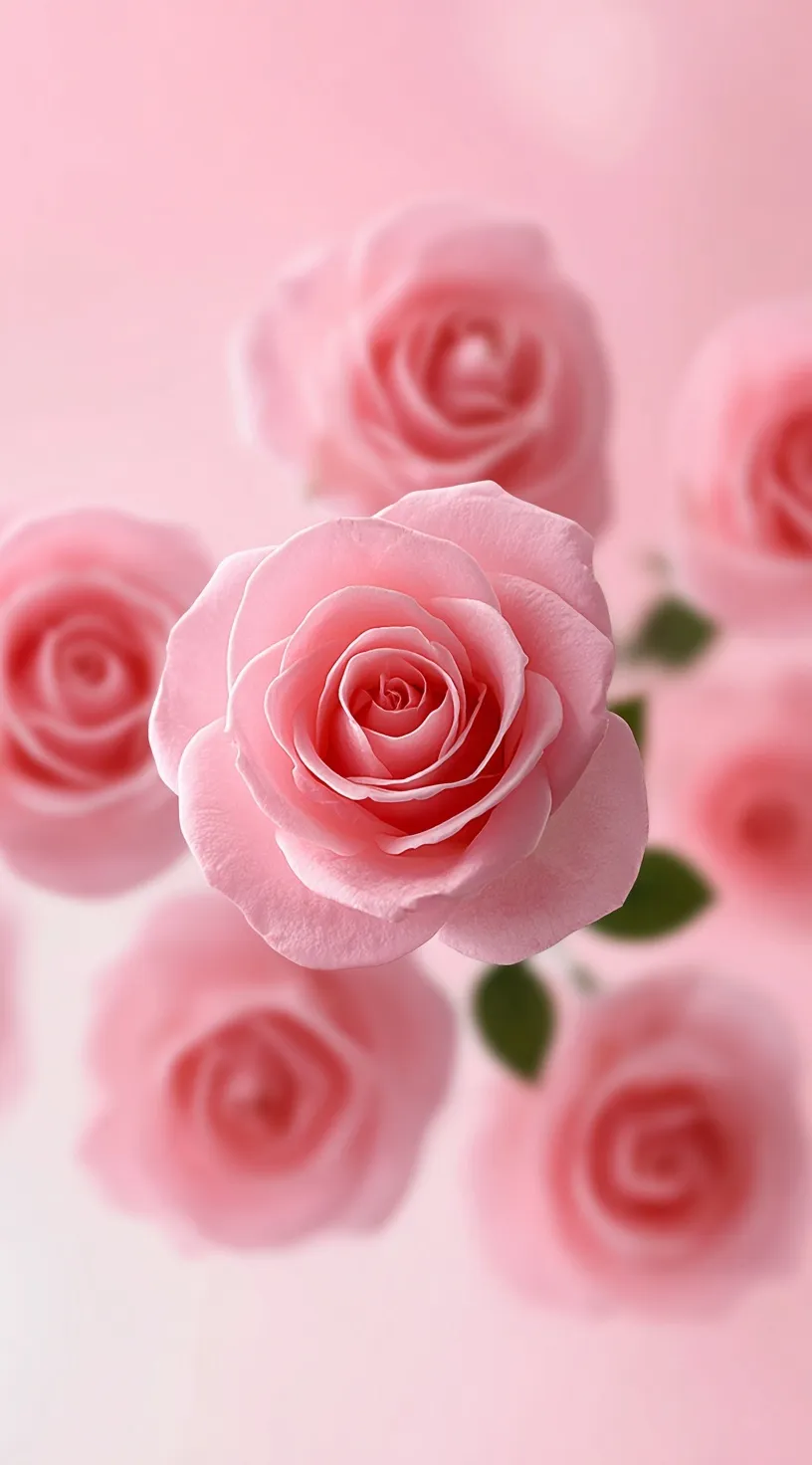 A stunning macro 4K mobile wallpaper of a vibrant pink rose blossom without leaves, set against a soft bokeh background.