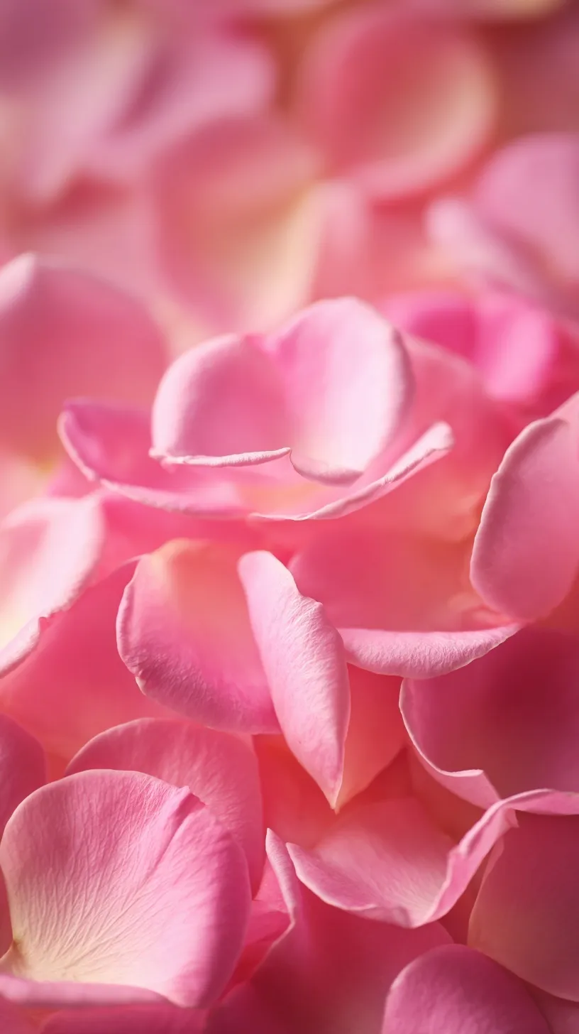 Close-up of delicate pink rose petals with a dreamy soft focus bokeh background in 4K resolution.