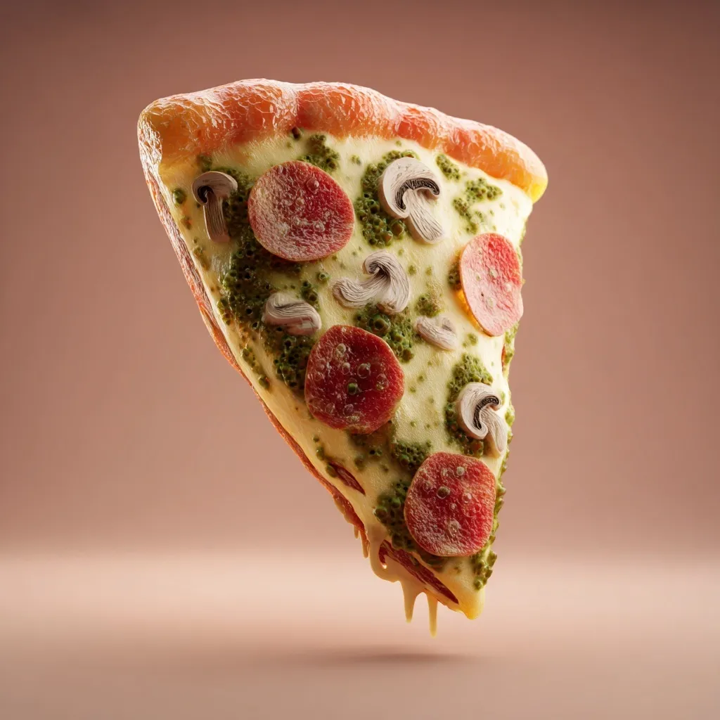 3D rotten pizza slice icon with green fungus growth for video game assets and horror-themed UI design.
