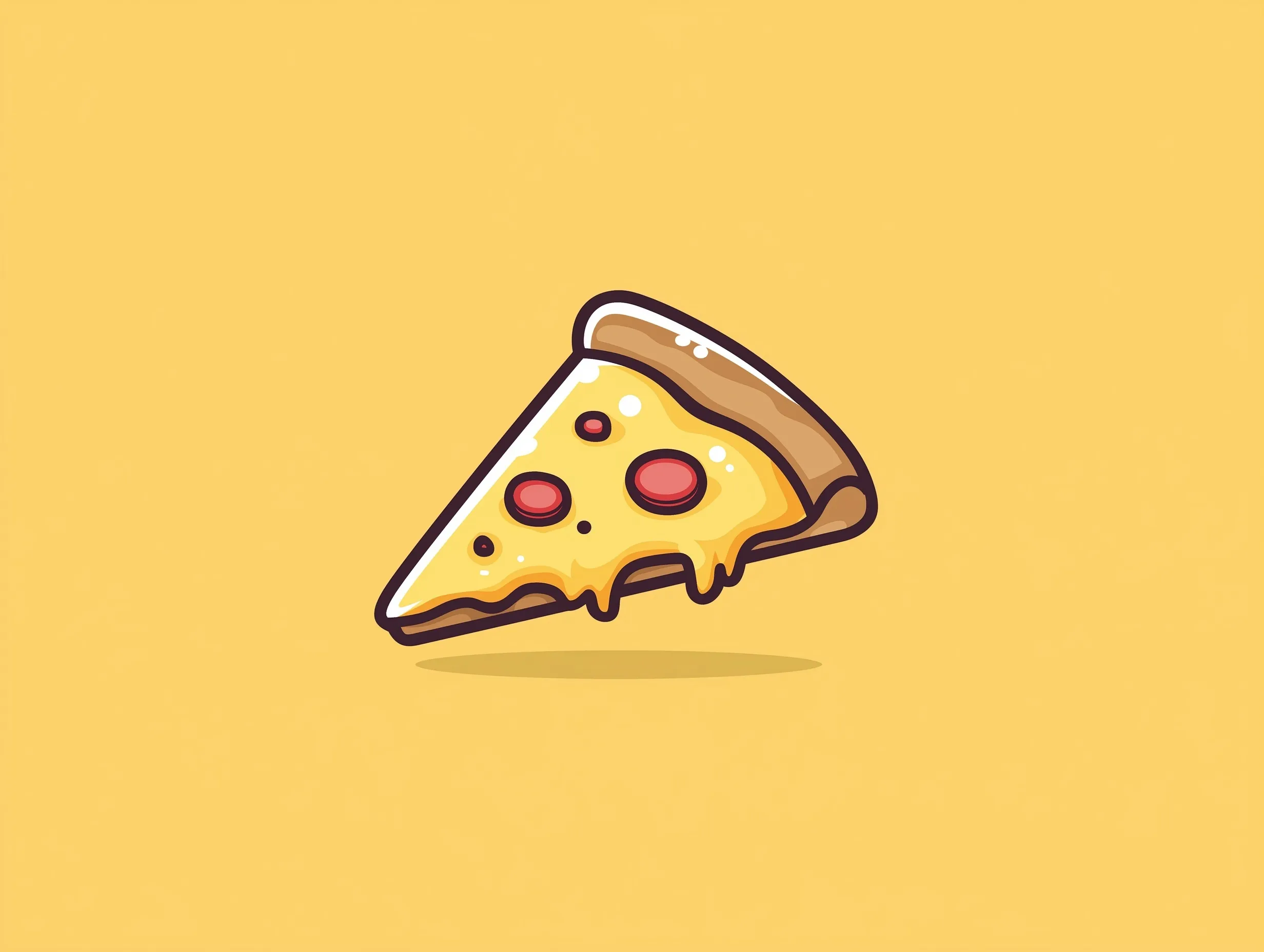 A simple, flat vector icon of a delicious cheese pizza slice on a clean white background.